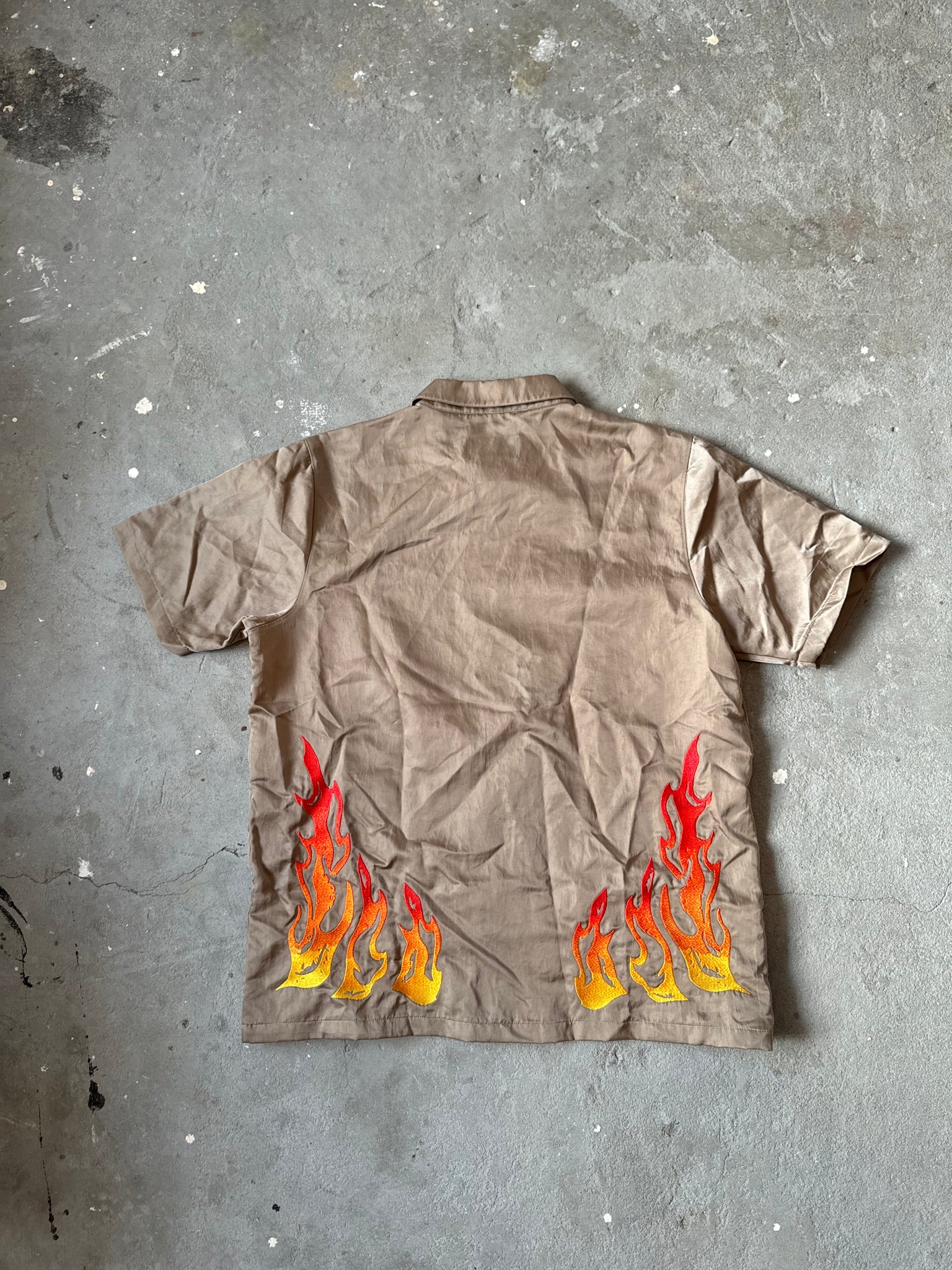 Travis Scott x Jordan Button Down Shirt 'Khaki/University Red' (Size L)