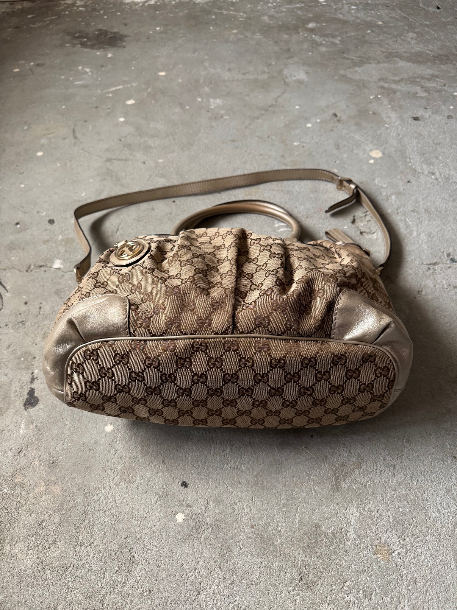 Gucci GG Monogram Zukey Shoulder Bag Beige/Gold