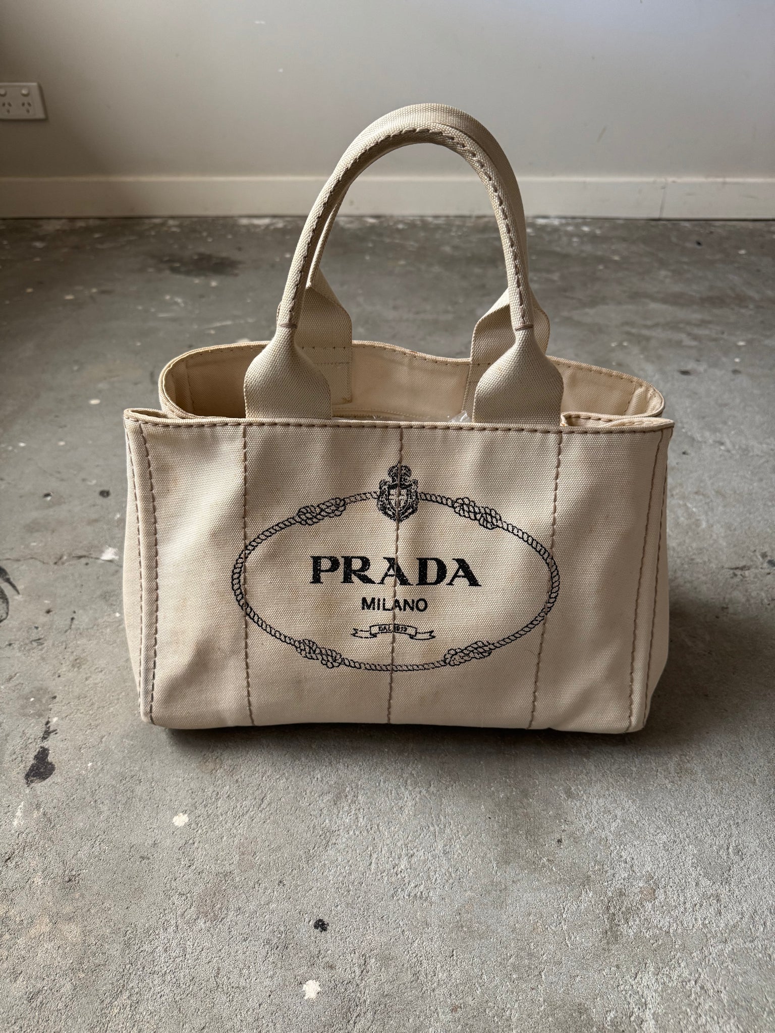 Prada Canapa Tote Bag Ivory