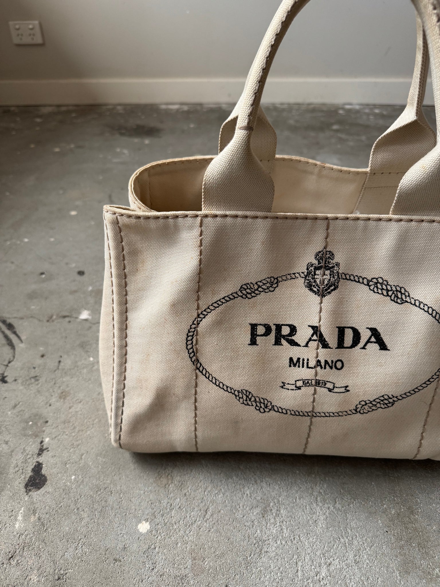 Prada Canapa Tote Bag Ivory