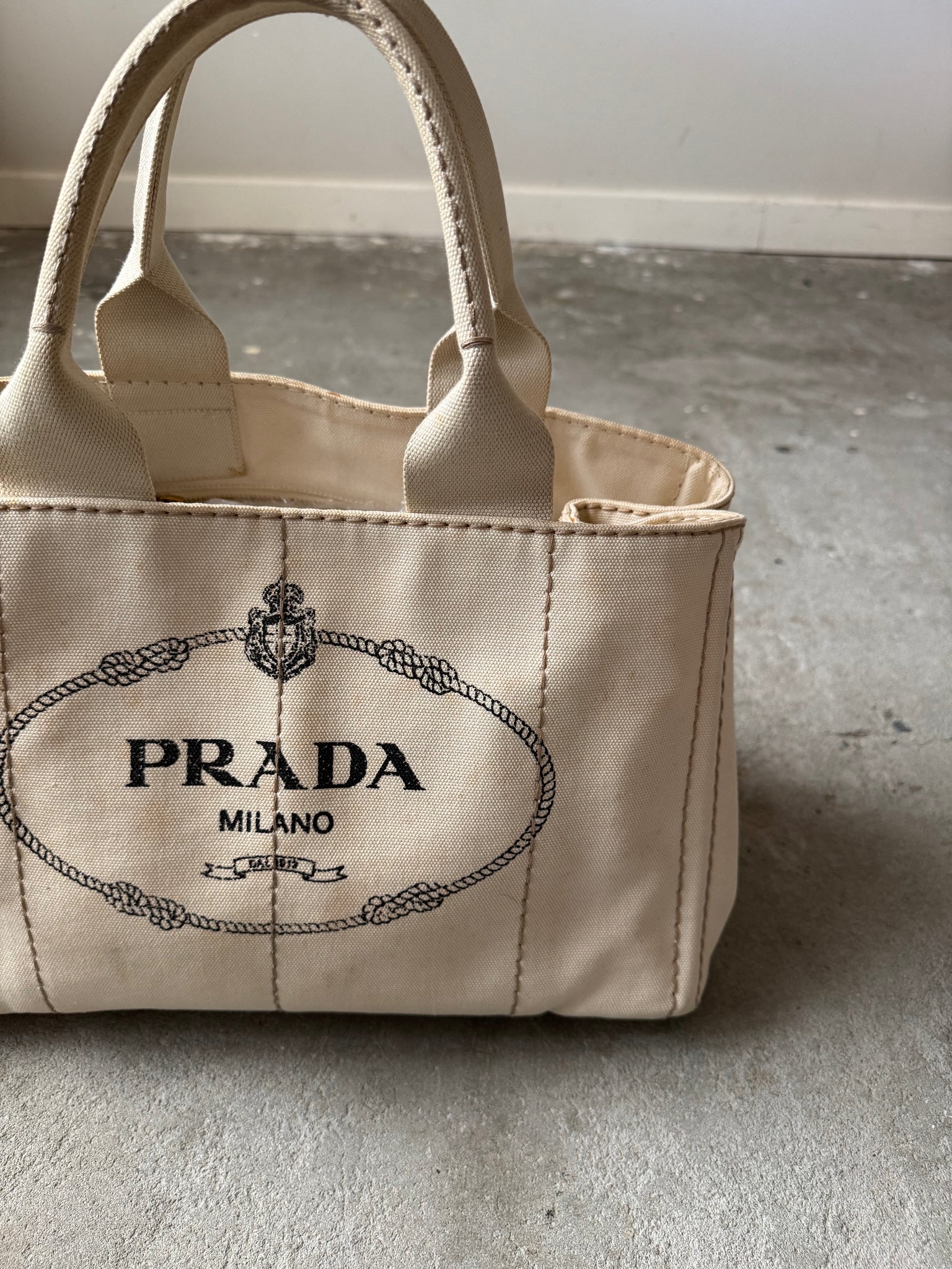 Prada Canapa Tote Bag Ivory