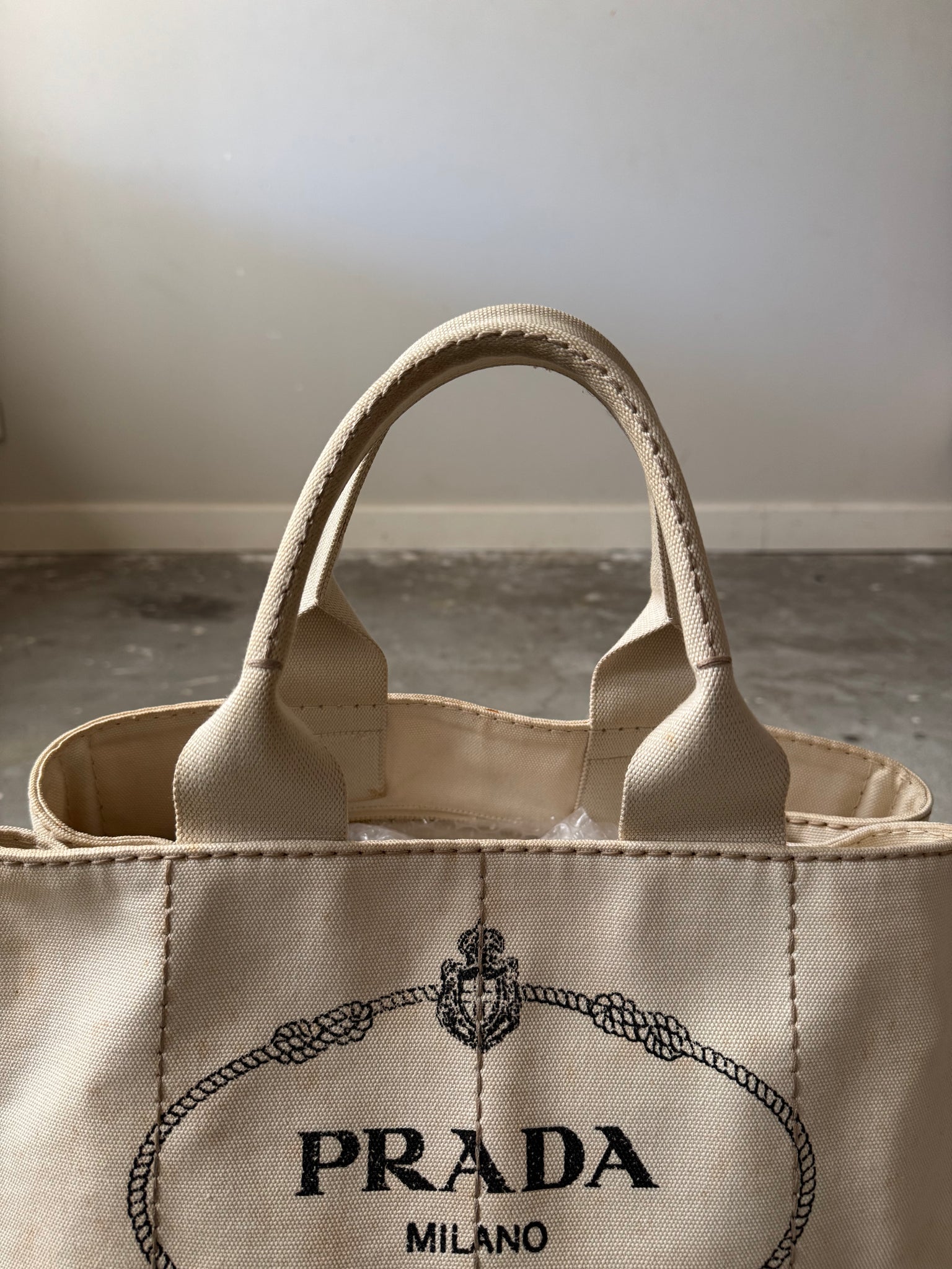 Prada Canapa Tote Bag Ivory