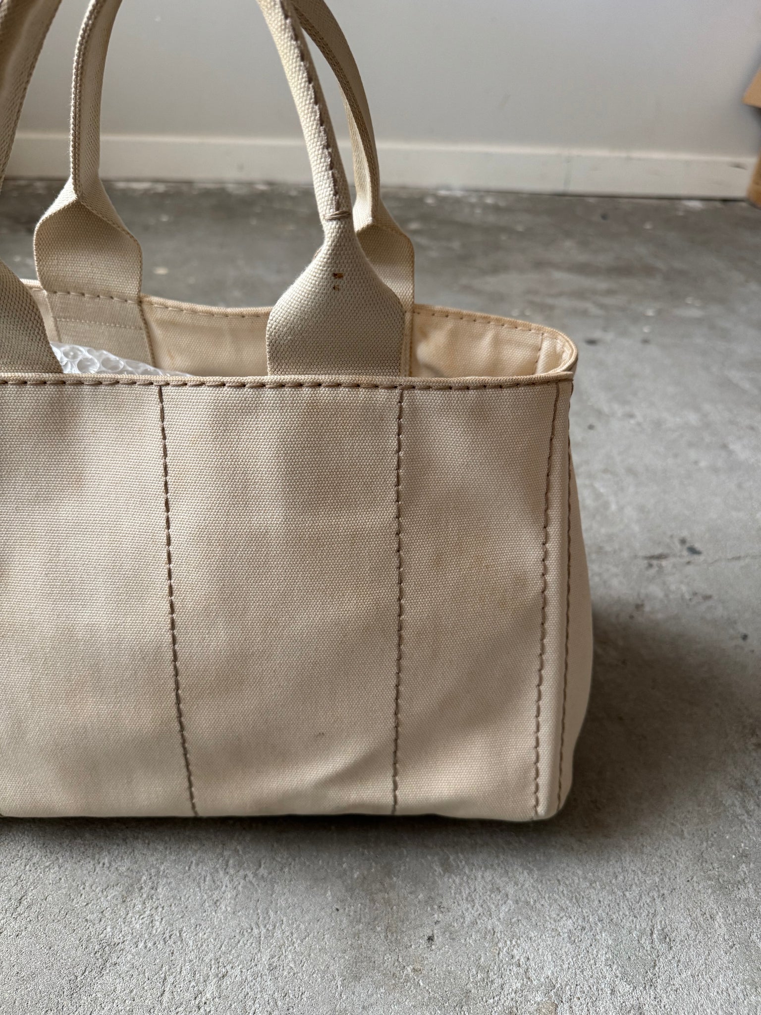Prada Canapa Tote Bag Ivory