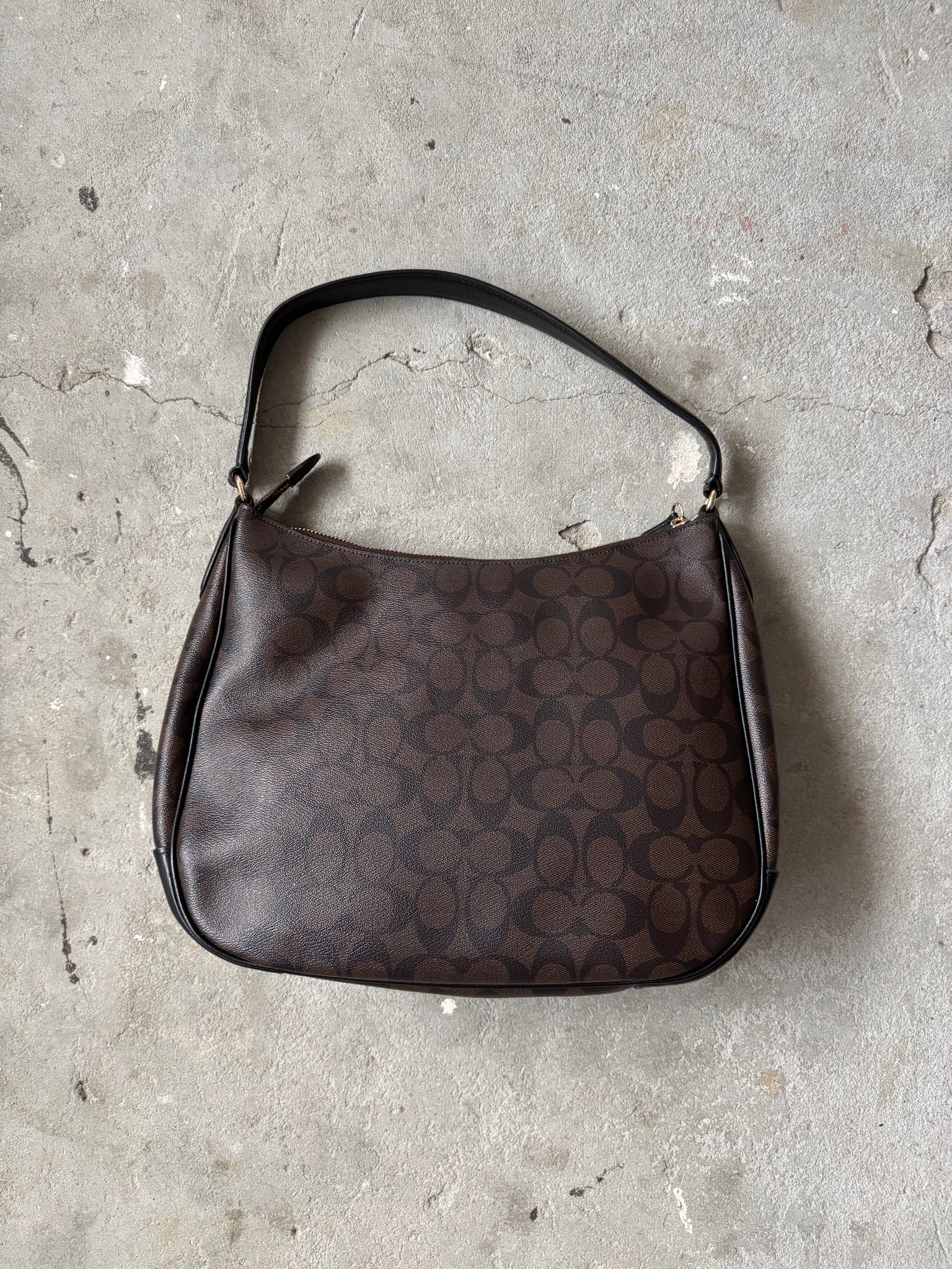 Coach Signature Hobo Canvas Shoulder Bag Brown