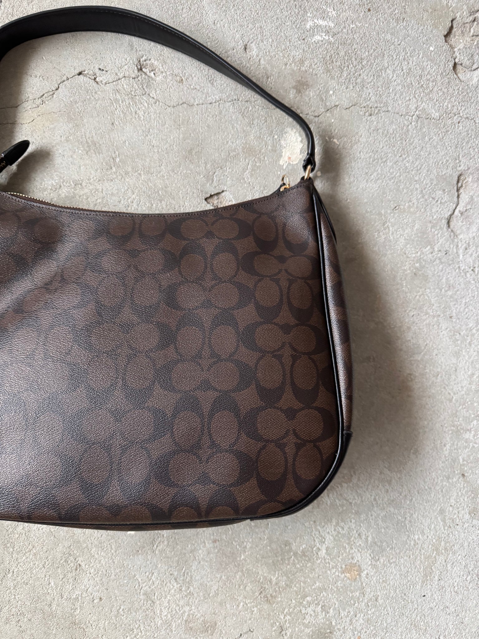 Coach Signature Hobo Canvas Shoulder Bag Brown