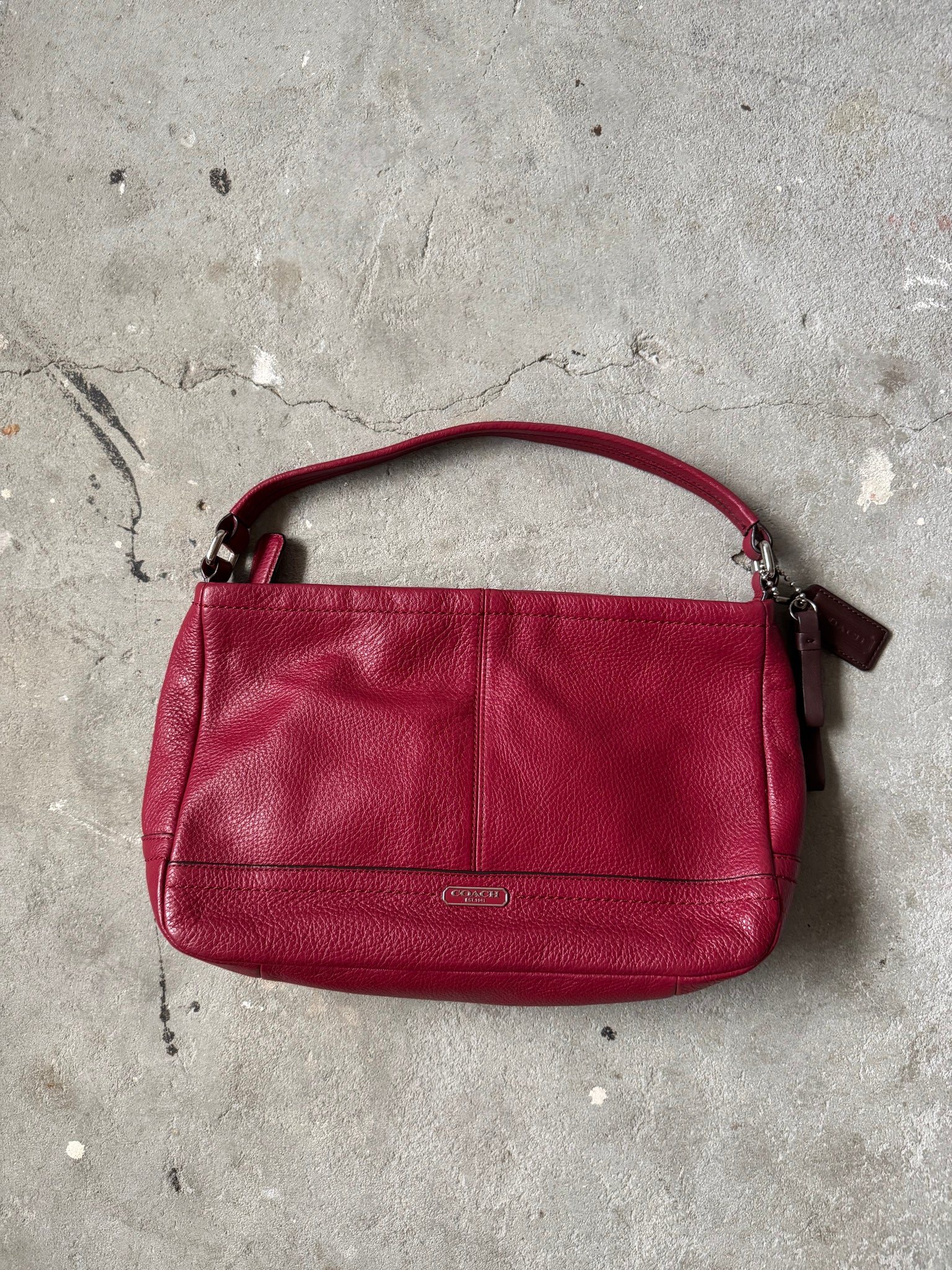 Coach 2Way Park Leather Shoulder Bag Cherry Red