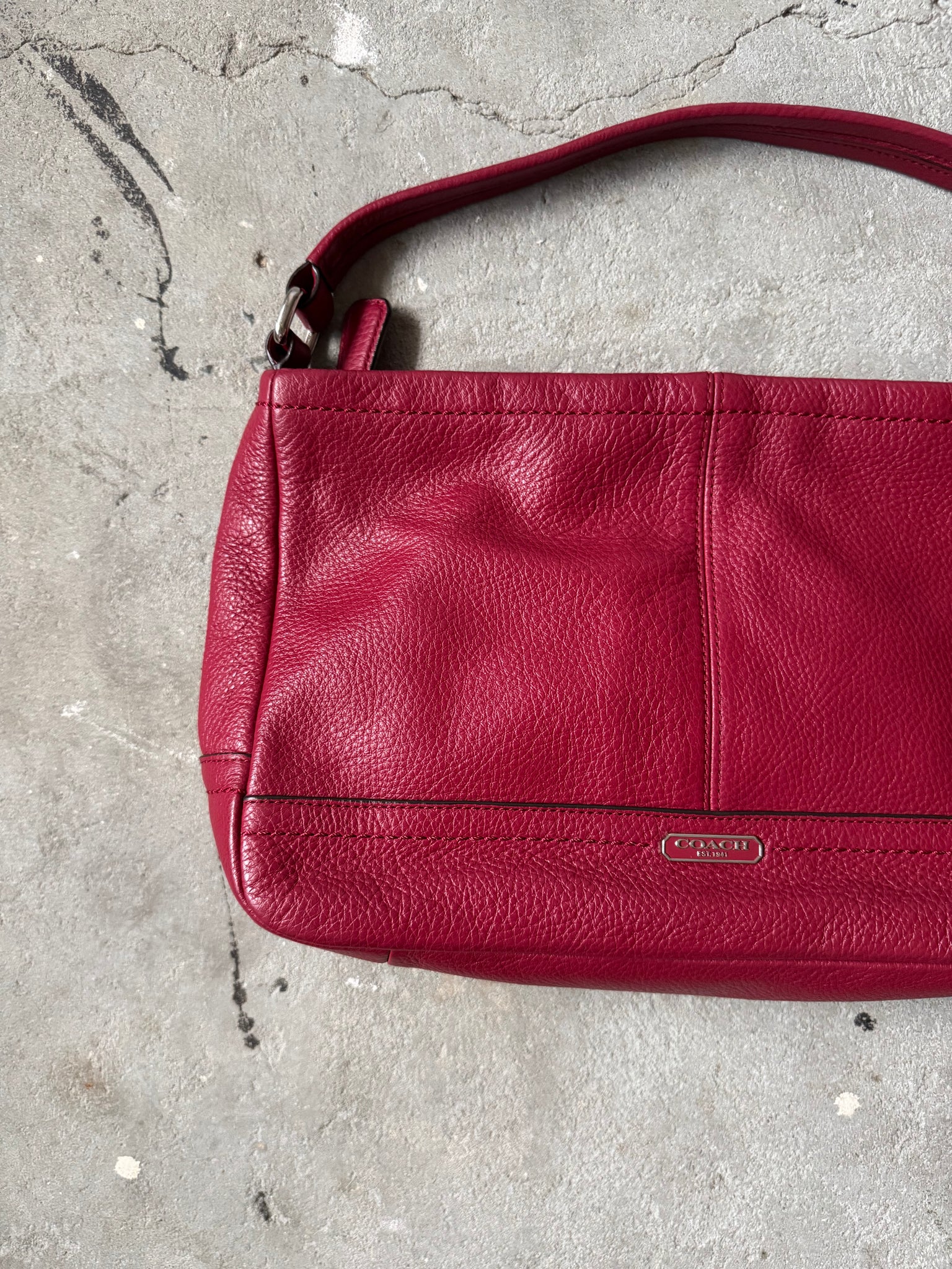 Coach 2Way Park Leather Shoulder Bag Cherry Red