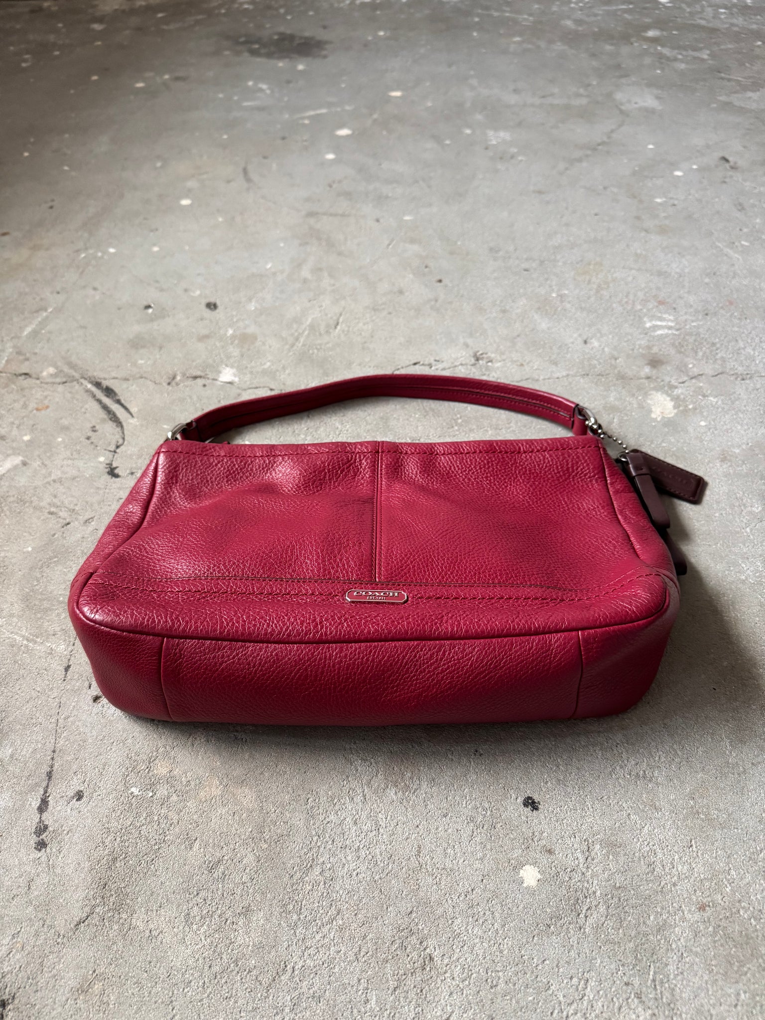 Coach 2Way Park Leather Shoulder Bag Cherry Red