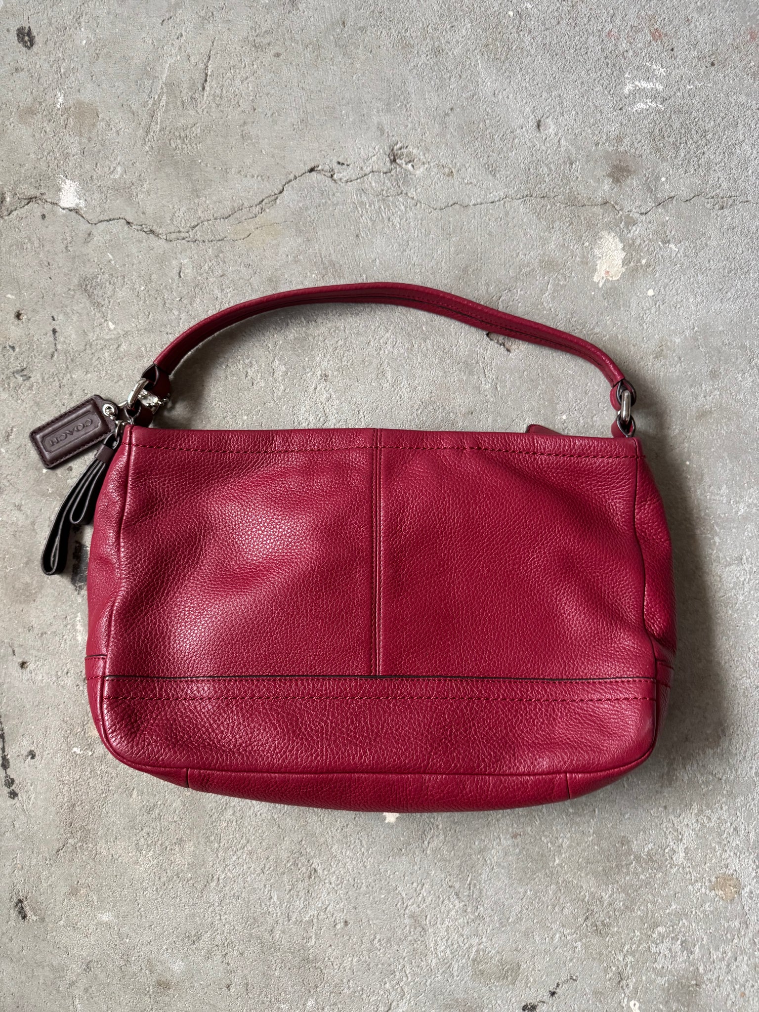 Coach 2Way Park Leather Shoulder Bag Cherry Red