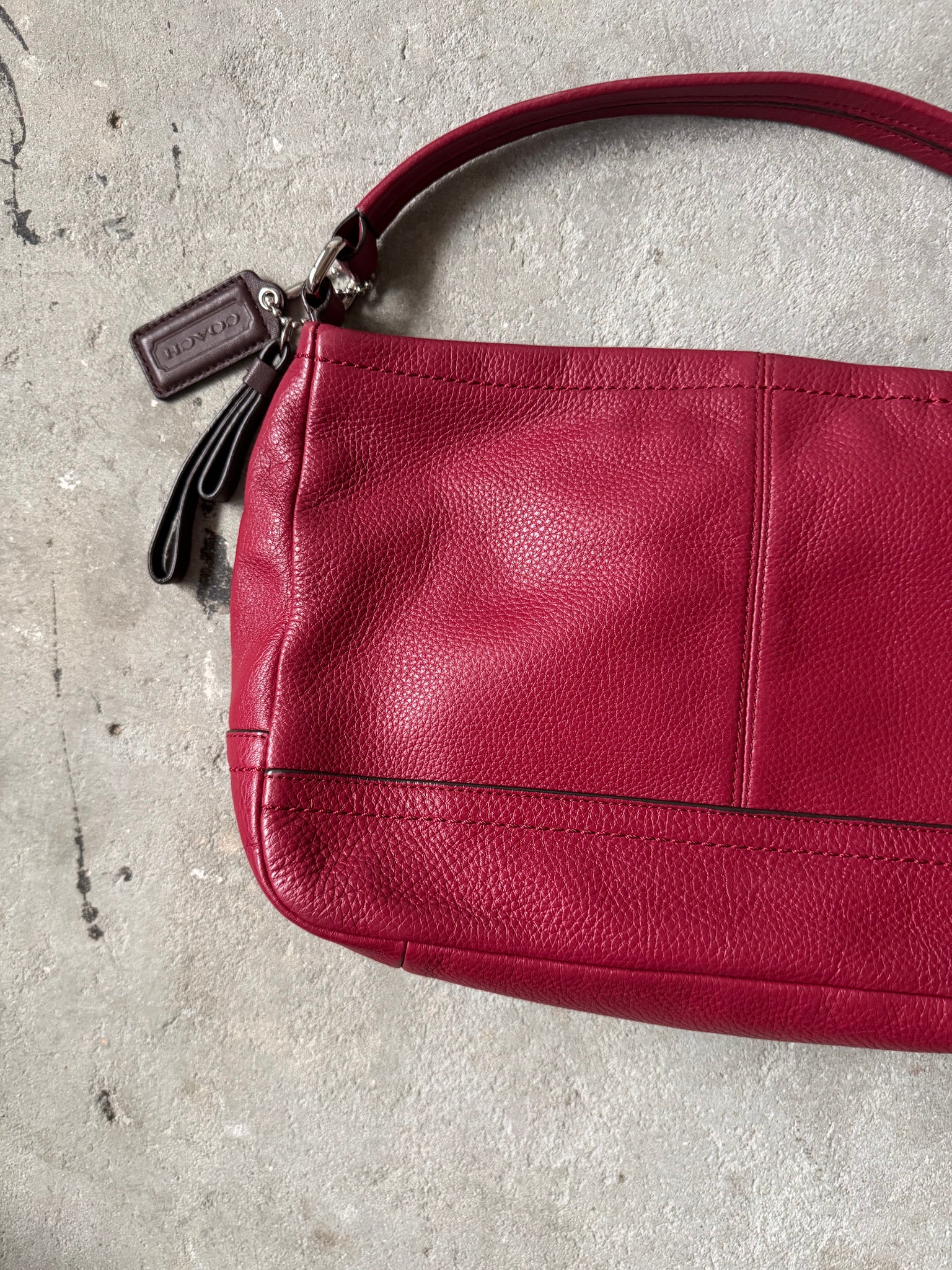 Coach 2Way Park Leather Shoulder Bag Cherry Red