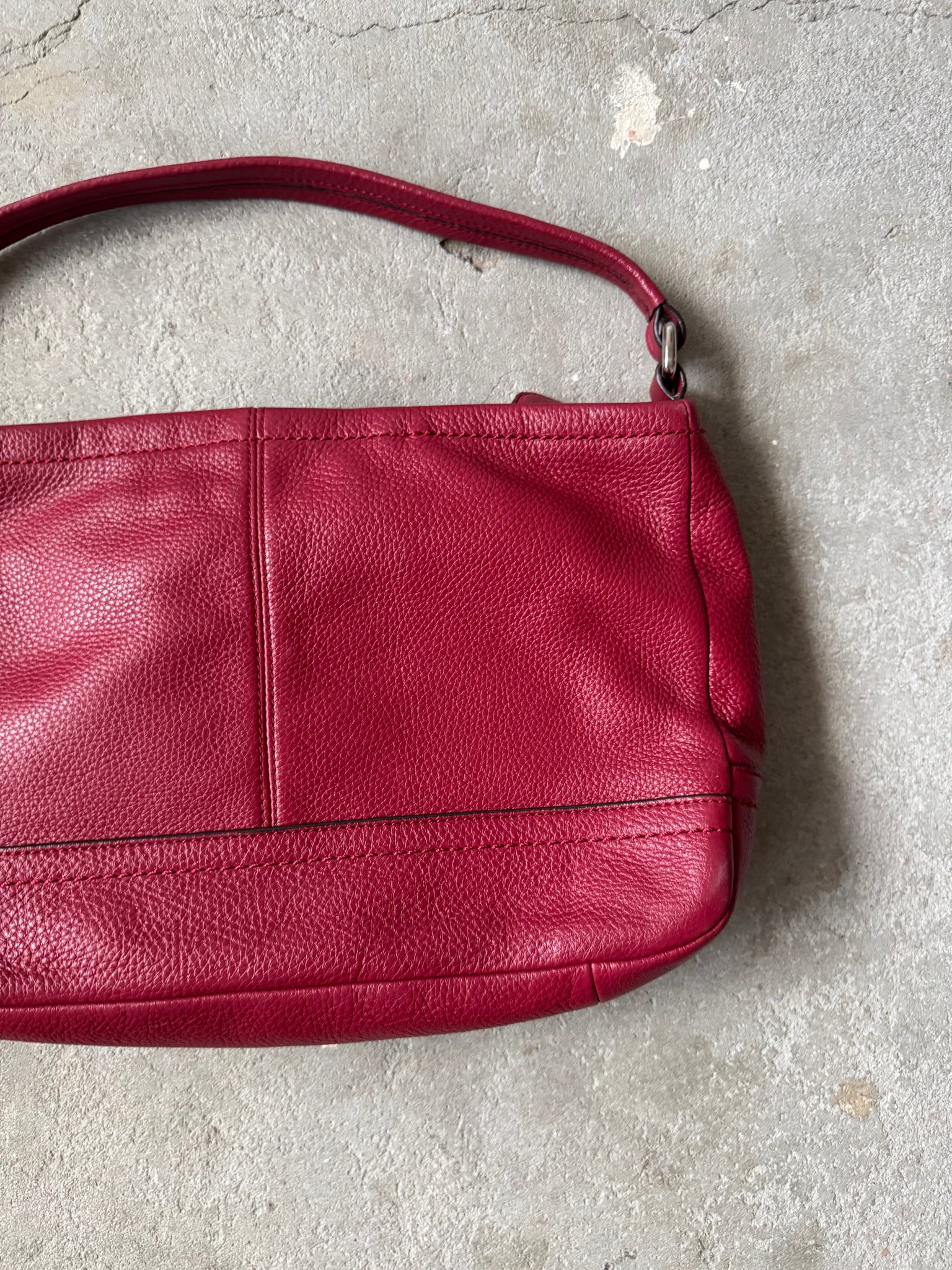 Coach 2Way Park Leather Shoulder Bag Cherry Red