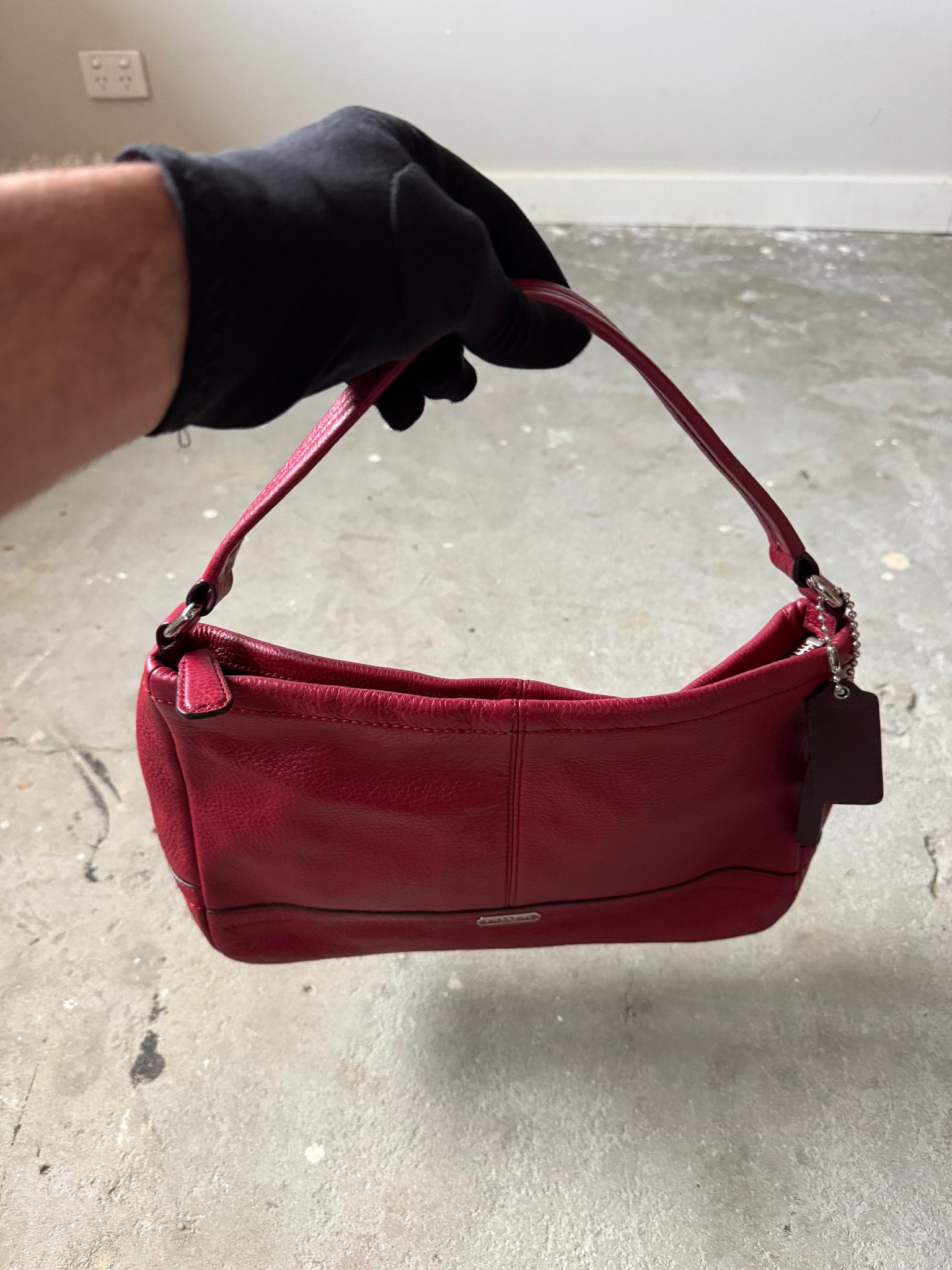 Coach 2Way Park Leather Shoulder Bag Cherry Red