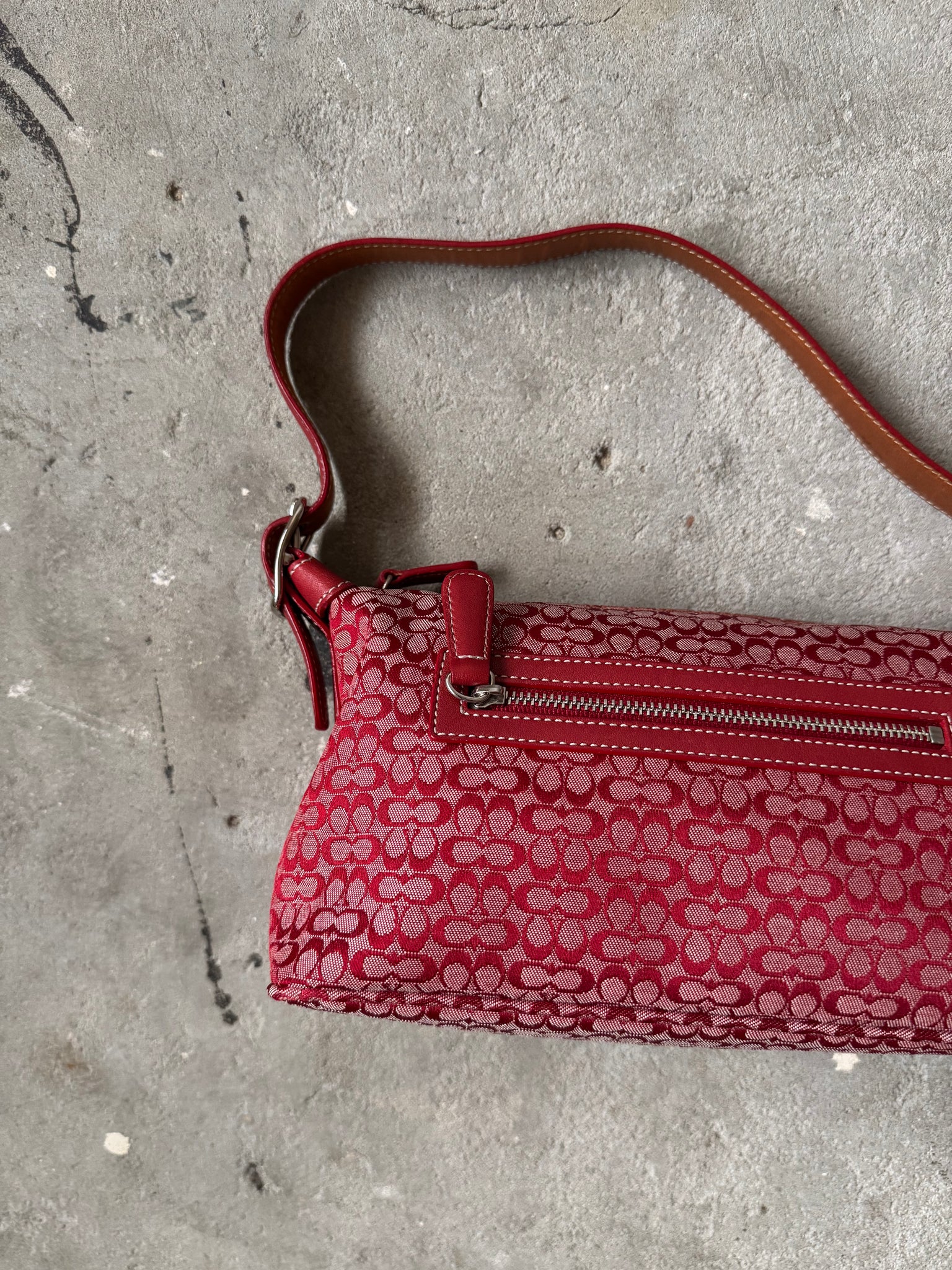 Coach Signature Sufflette Shoulder Bag Cherry Red