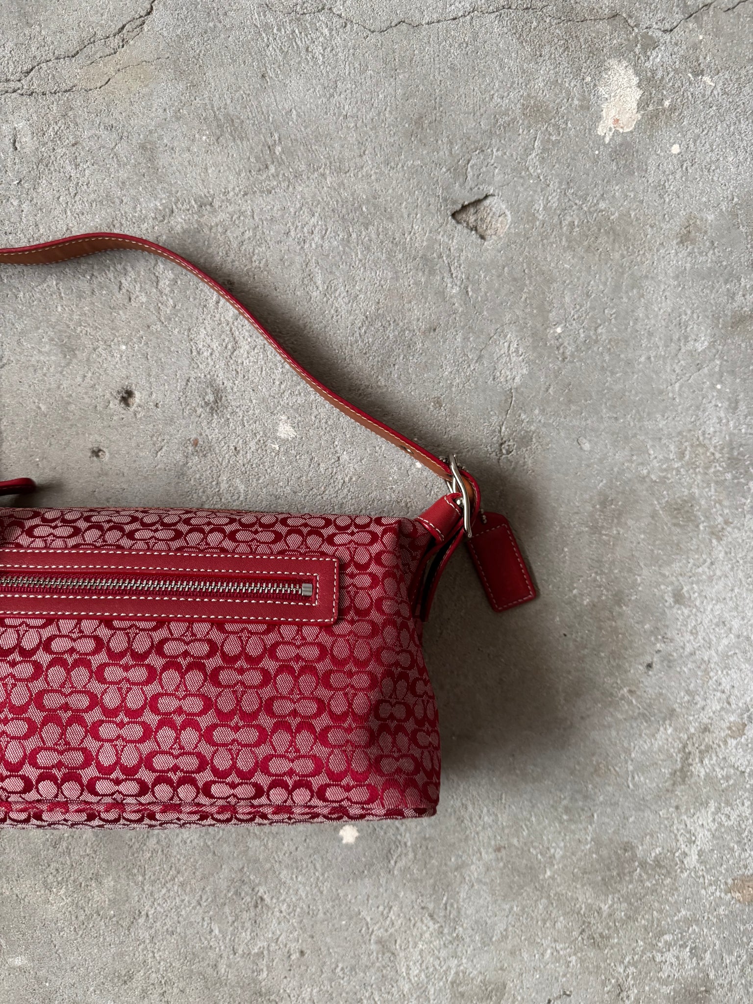 Coach Signature Sufflette Shoulder Bag Cherry Red