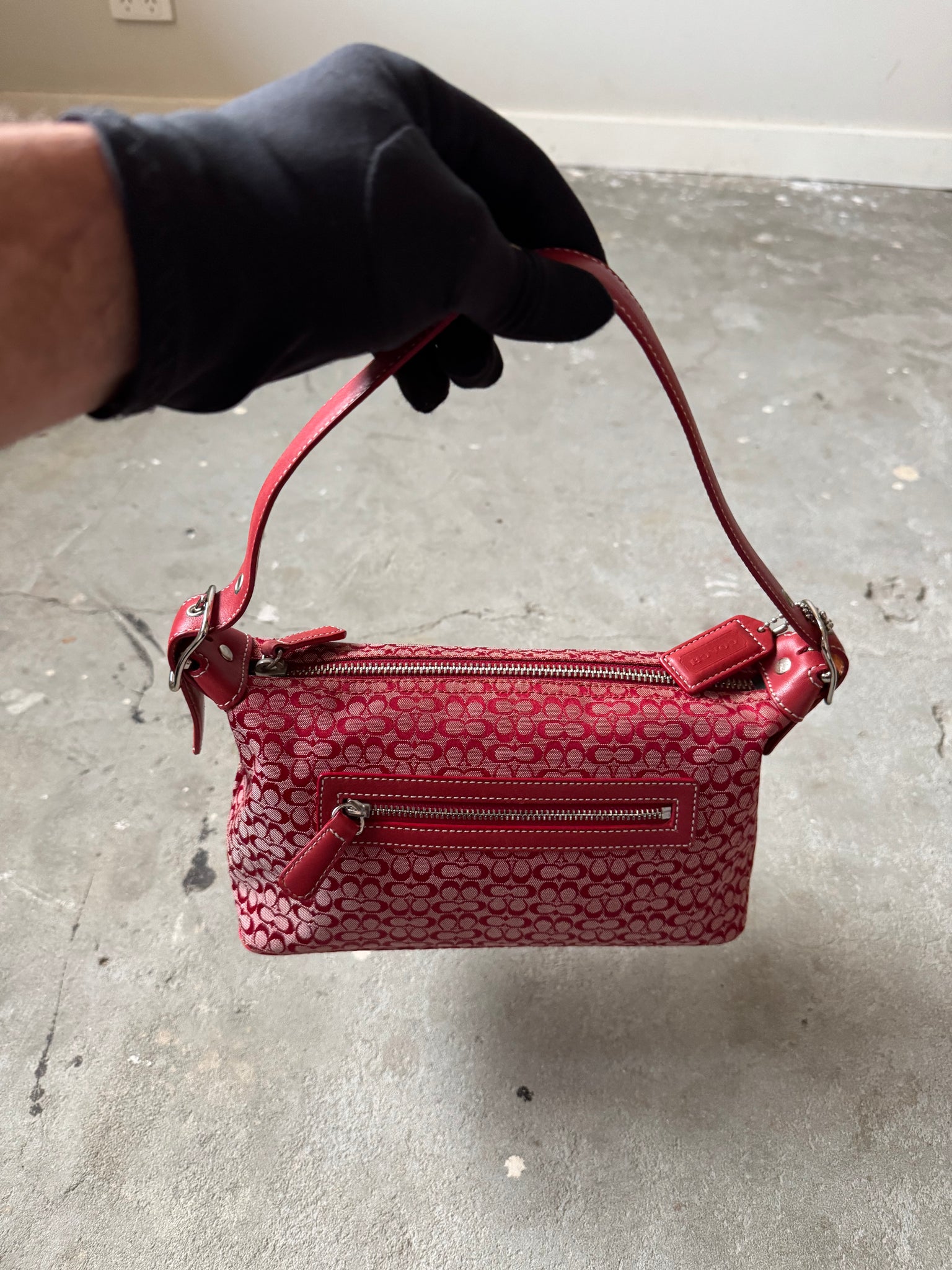 Coach Signature Sufflette Shoulder Bag Cherry Red