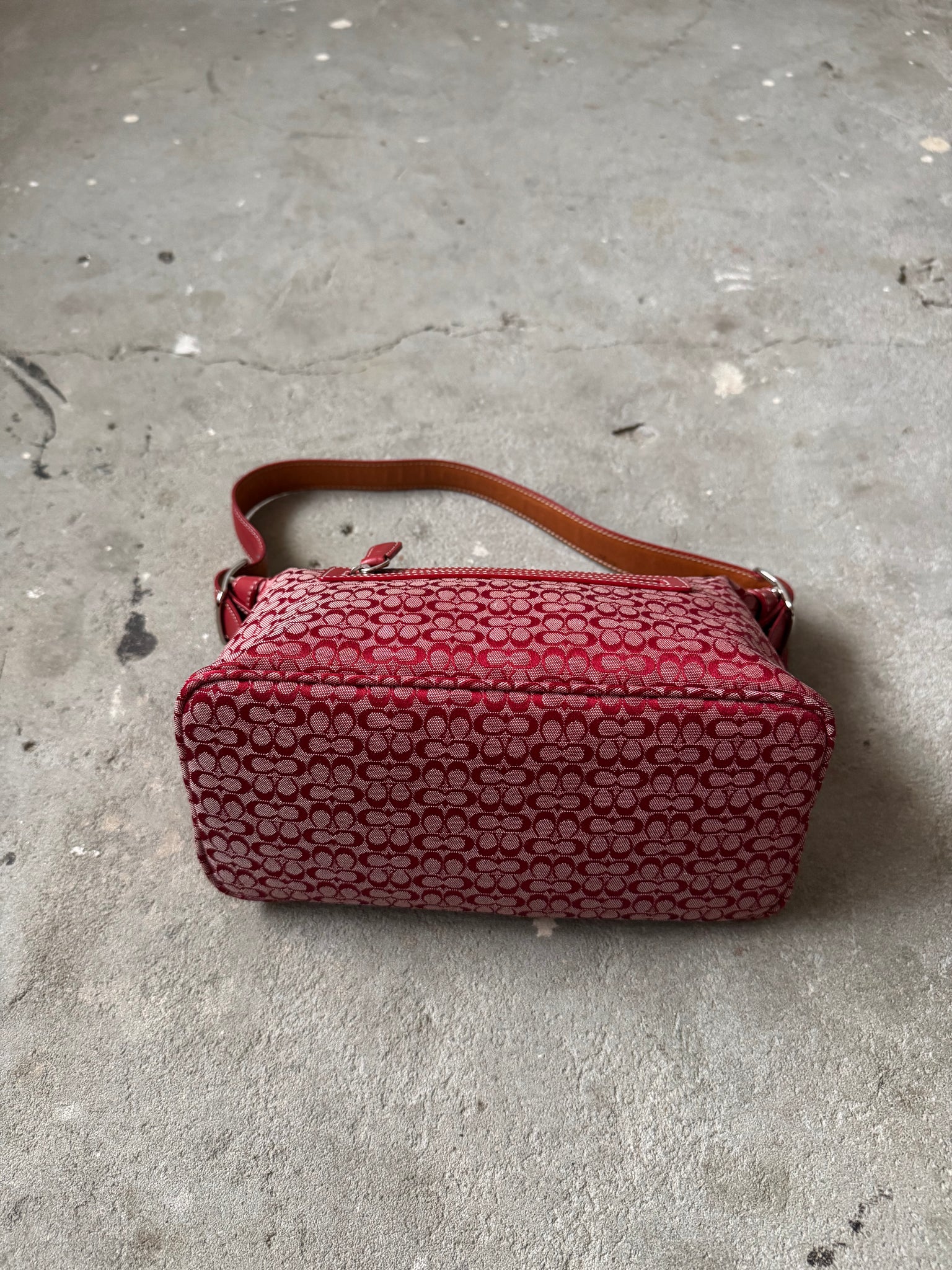 Coach Signature Sufflette Shoulder Bag Cherry Red