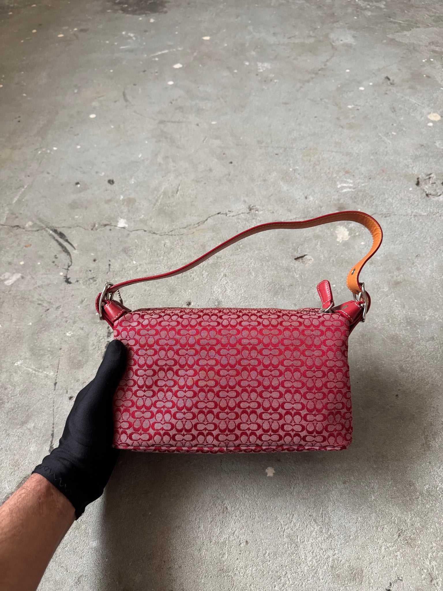 Coach Signature Sufflette Shoulder Bag Cherry Red
