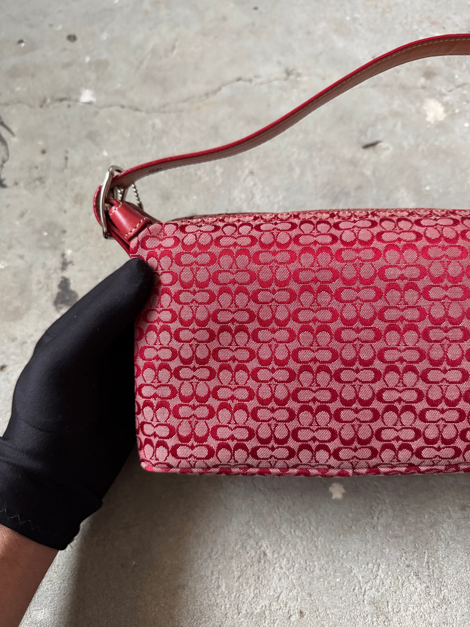 Coach Signature Sufflette Shoulder Bag Cherry Red