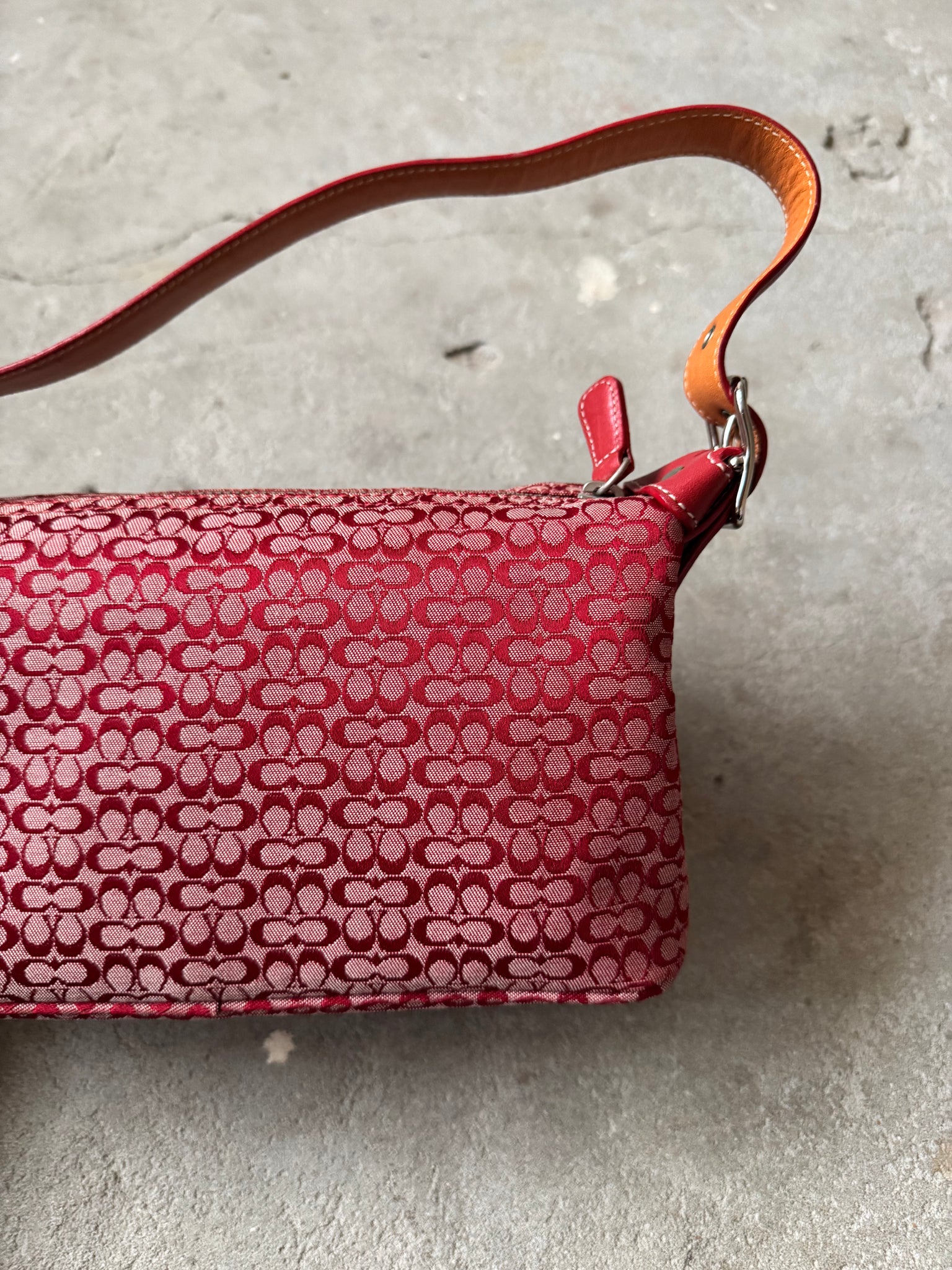 Coach Signature Sufflette Shoulder Bag Cherry Red