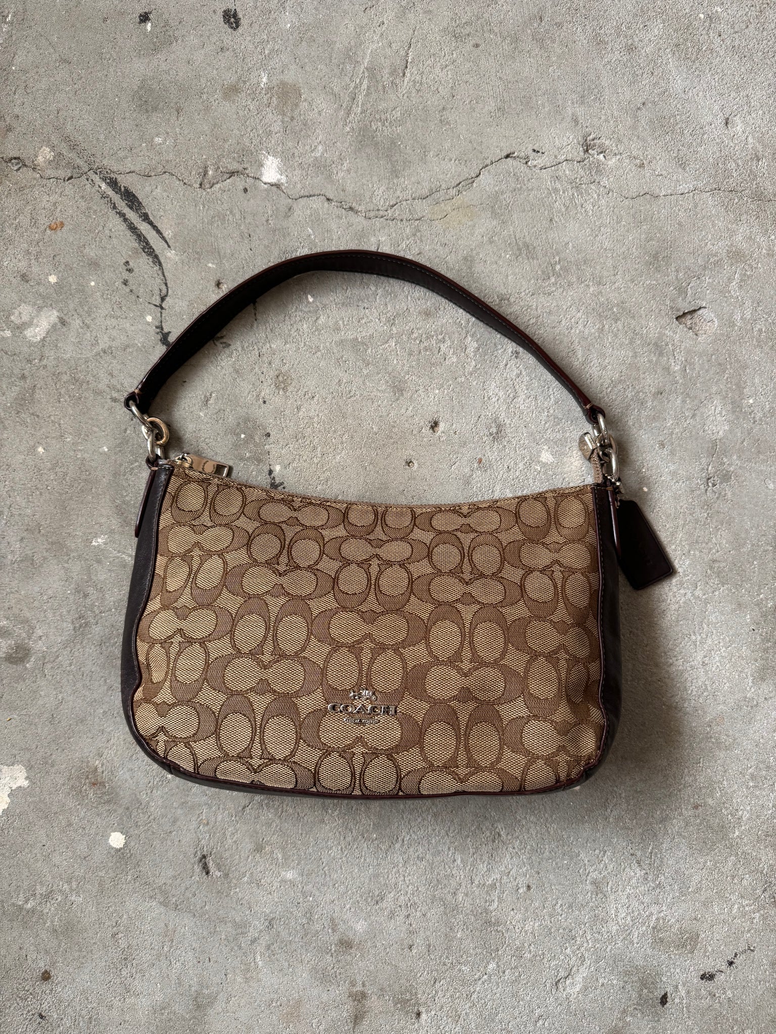 Coach 2Way Canvas Shoulder Bag Beige/Brown