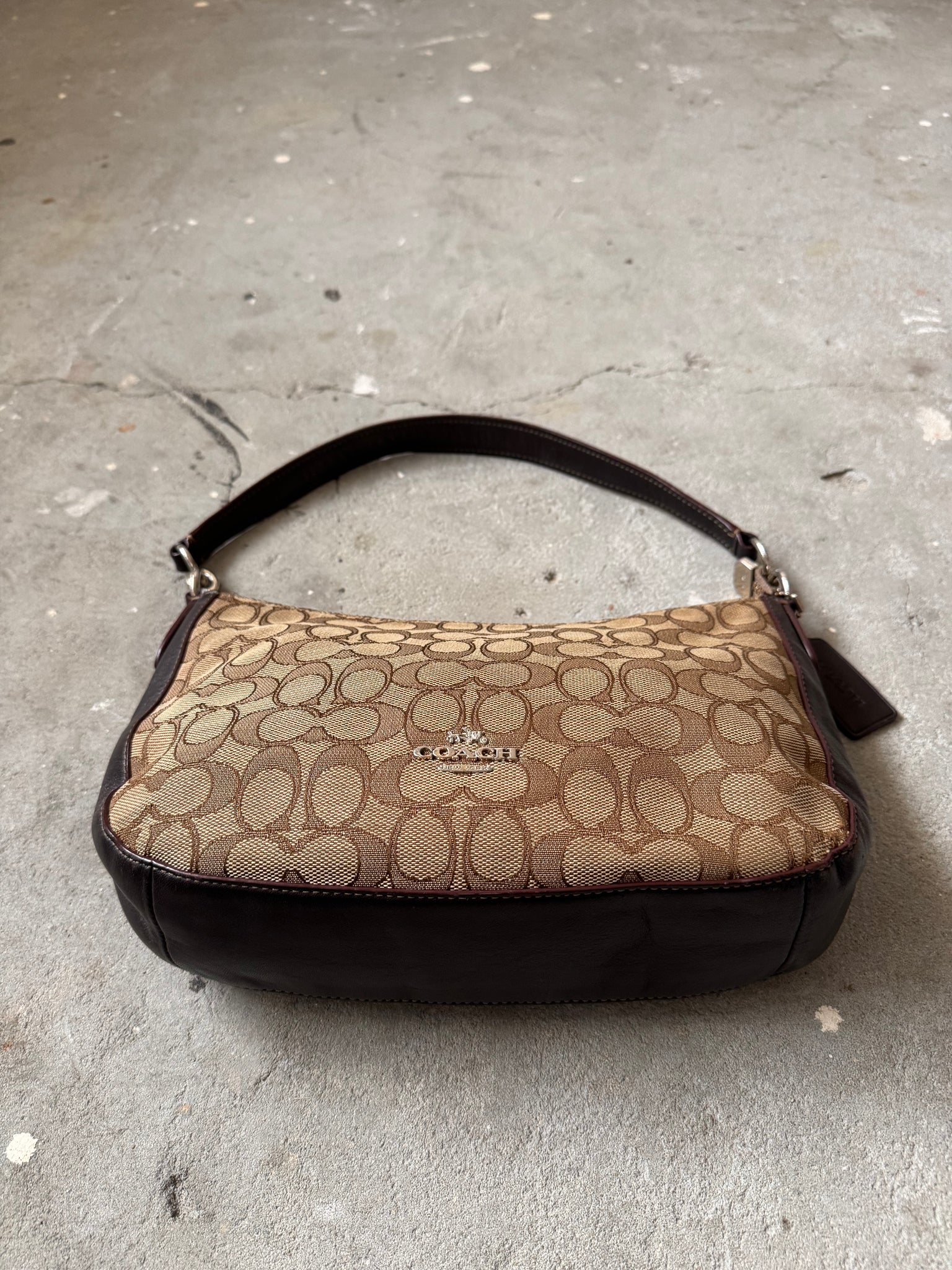 Coach 2Way Canvas Shoulder Bag Beige/Brown