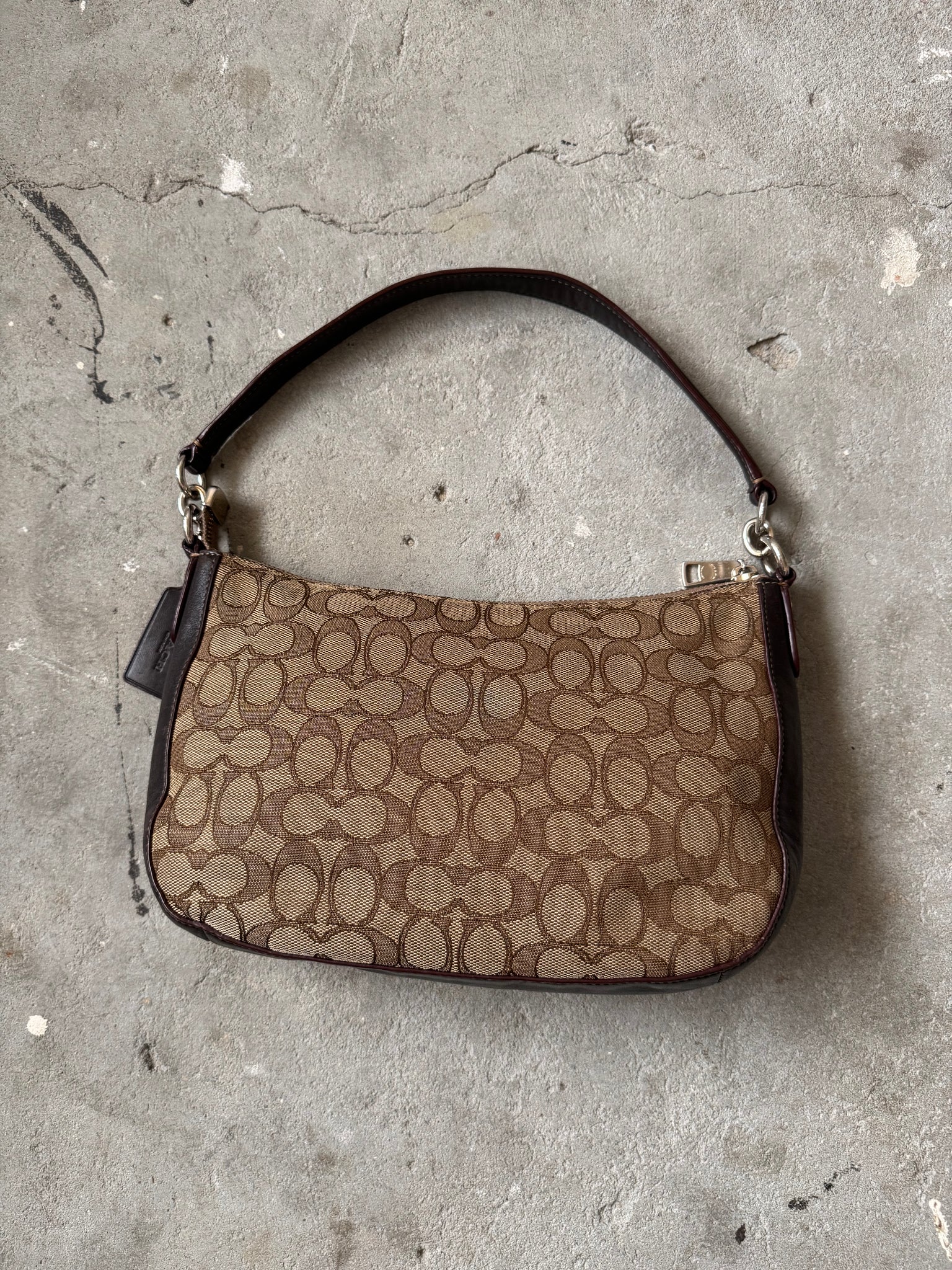 Coach 2Way Canvas Shoulder Bag Beige/Brown