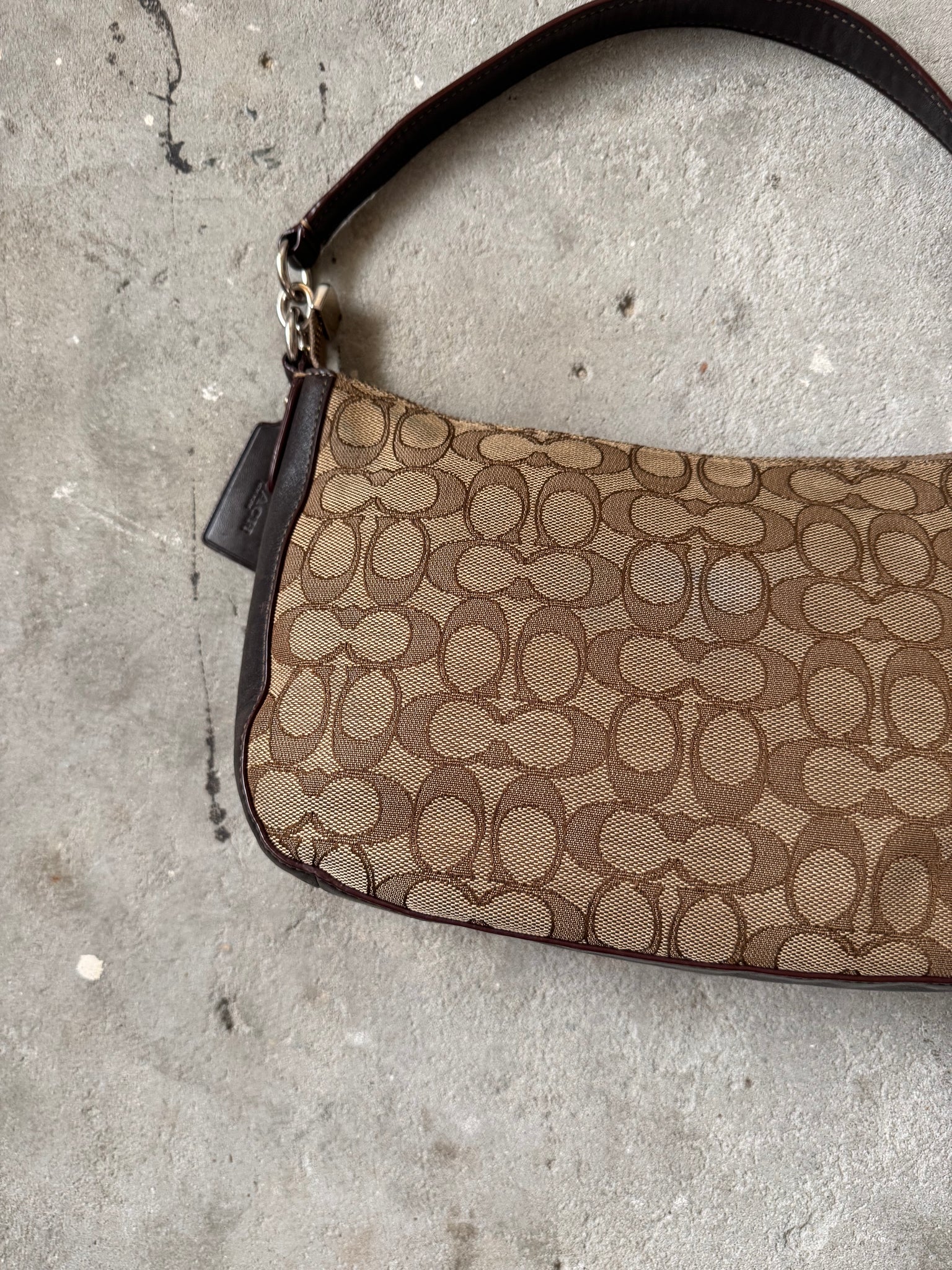 Coach 2Way Canvas Shoulder Bag Beige/Brown