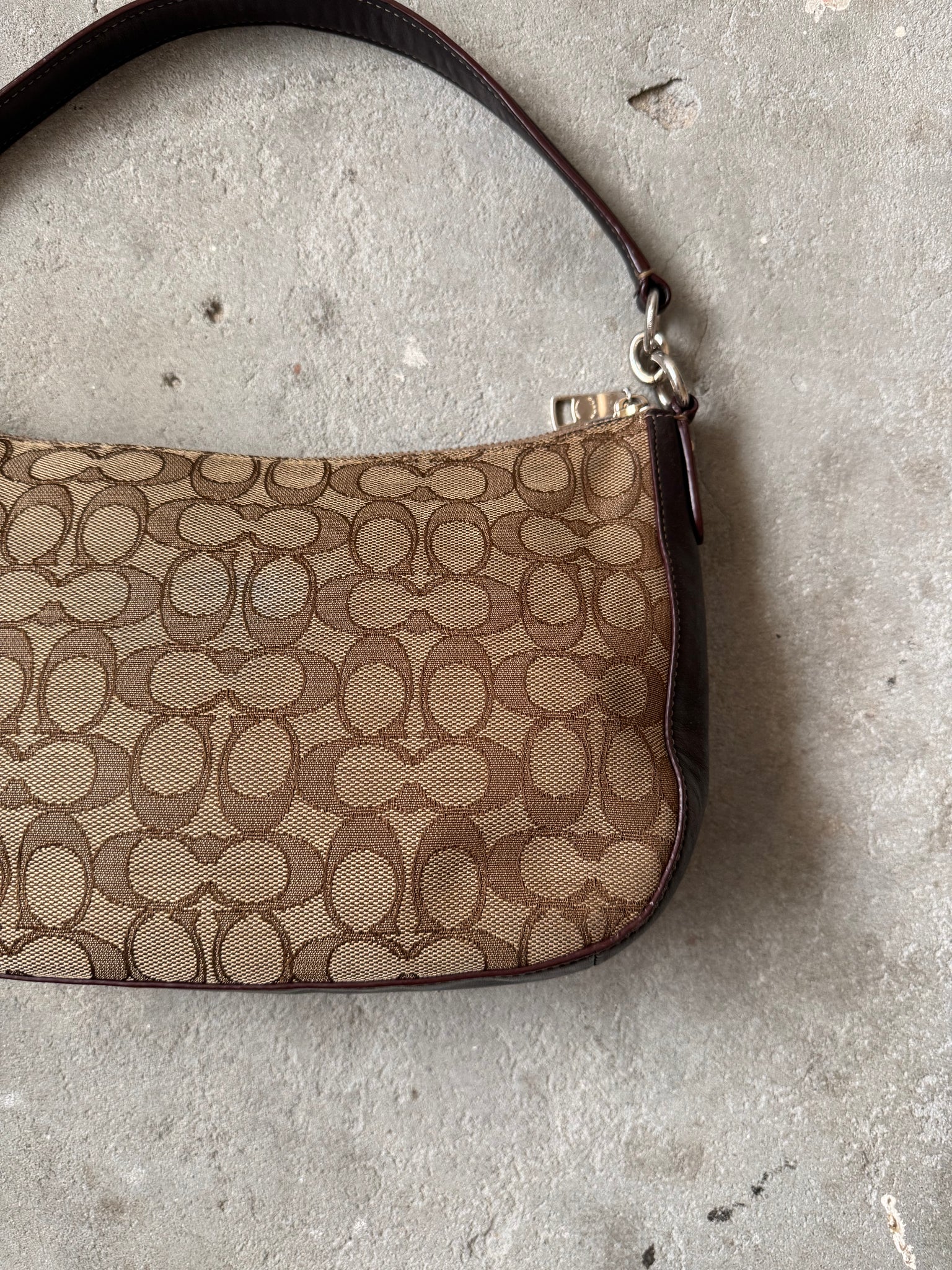 Coach 2Way Canvas Shoulder Bag Beige/Brown