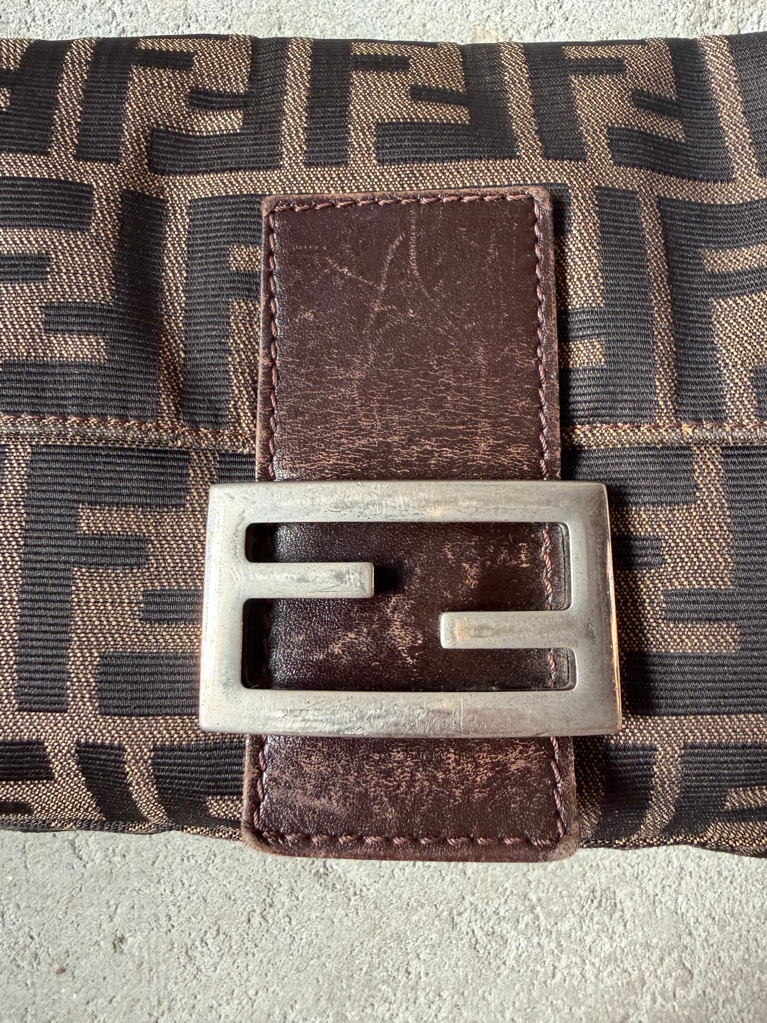 Fendi Zucca Print Baguette Bag Brown