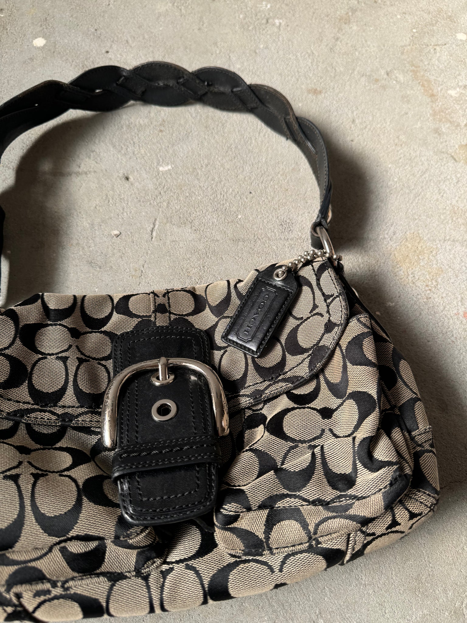 Coach Signature Soho Shoulder Bag Black/Grey