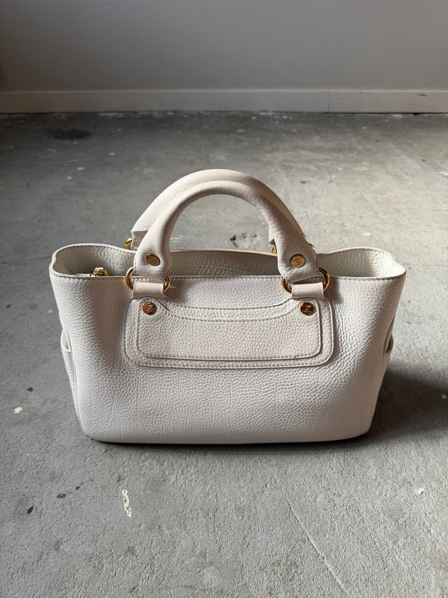 Celine Leather Boogie Shoulder Bag White