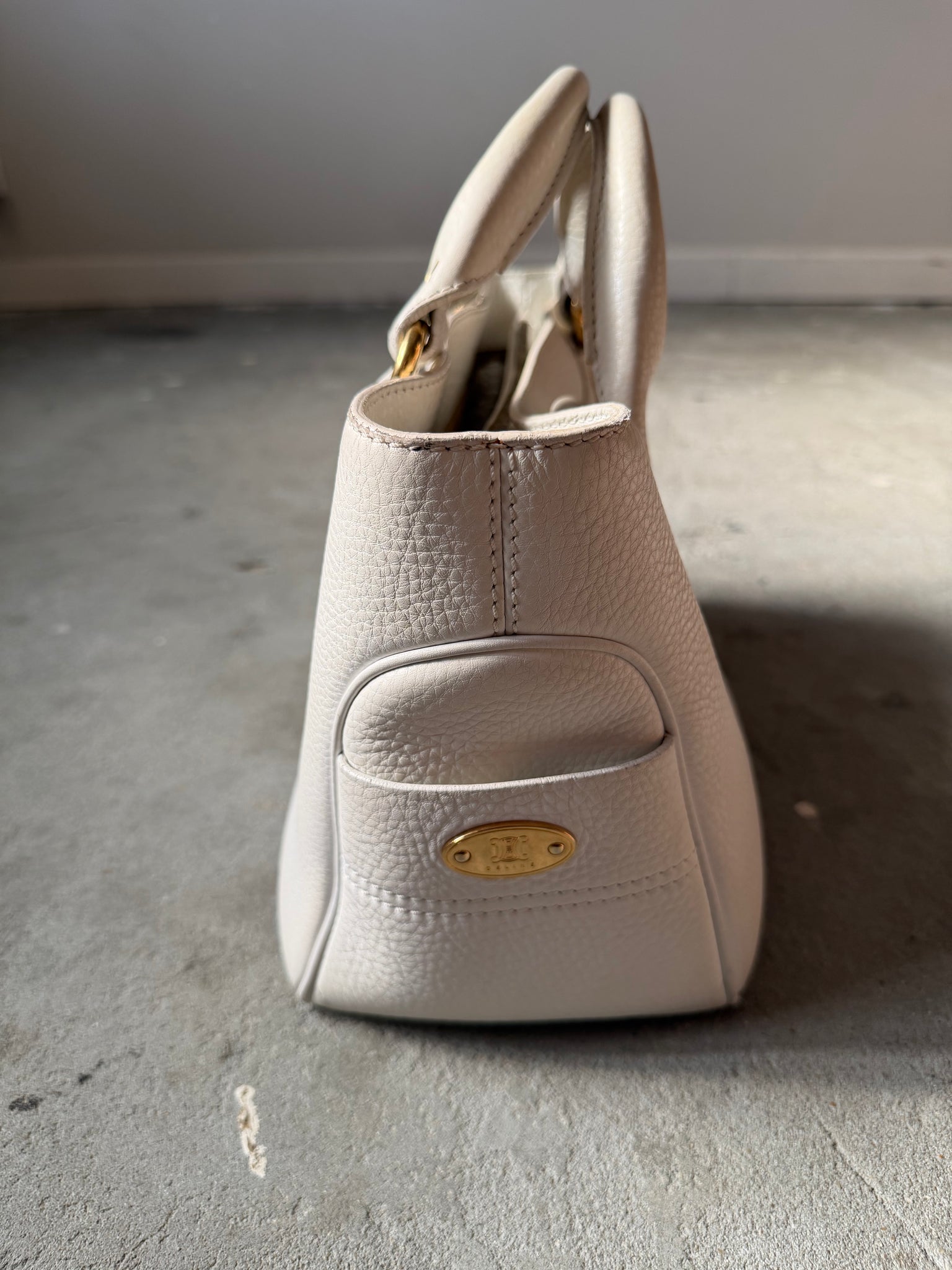 Celine Leather Boogie Shoulder Bag White