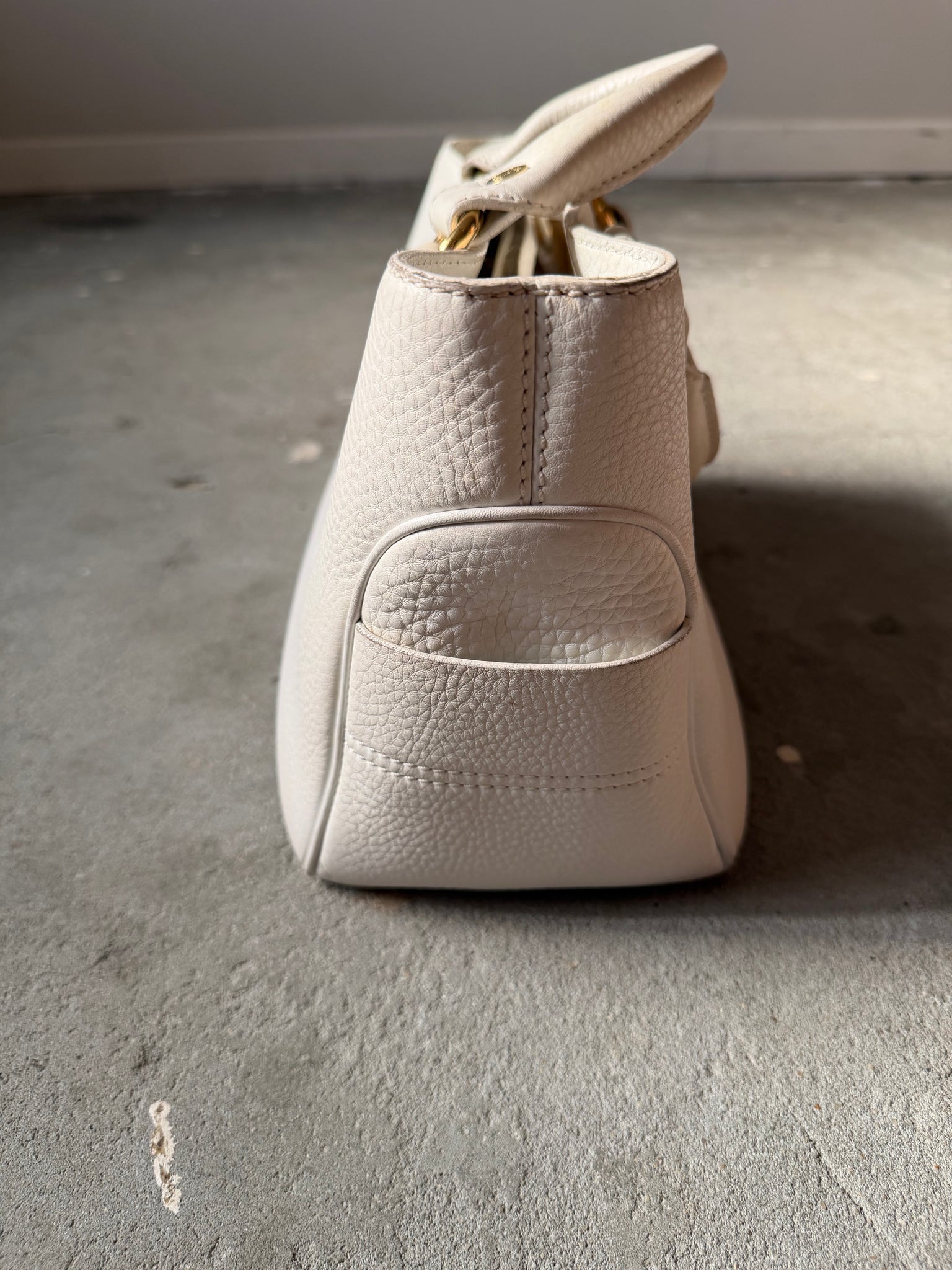 Celine Leather Boogie Shoulder Bag White