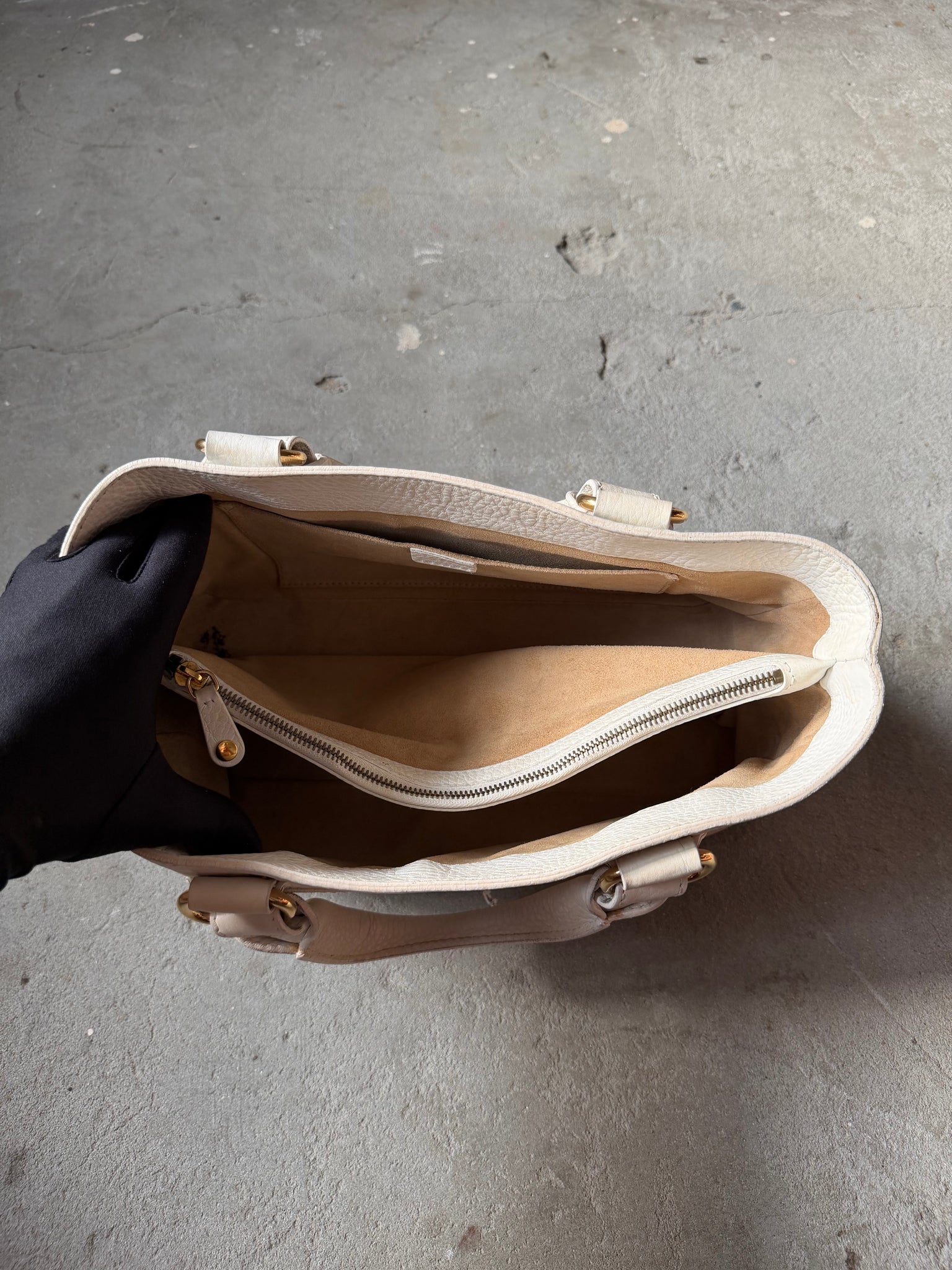 Celine Leather Boogie Shoulder Bag White