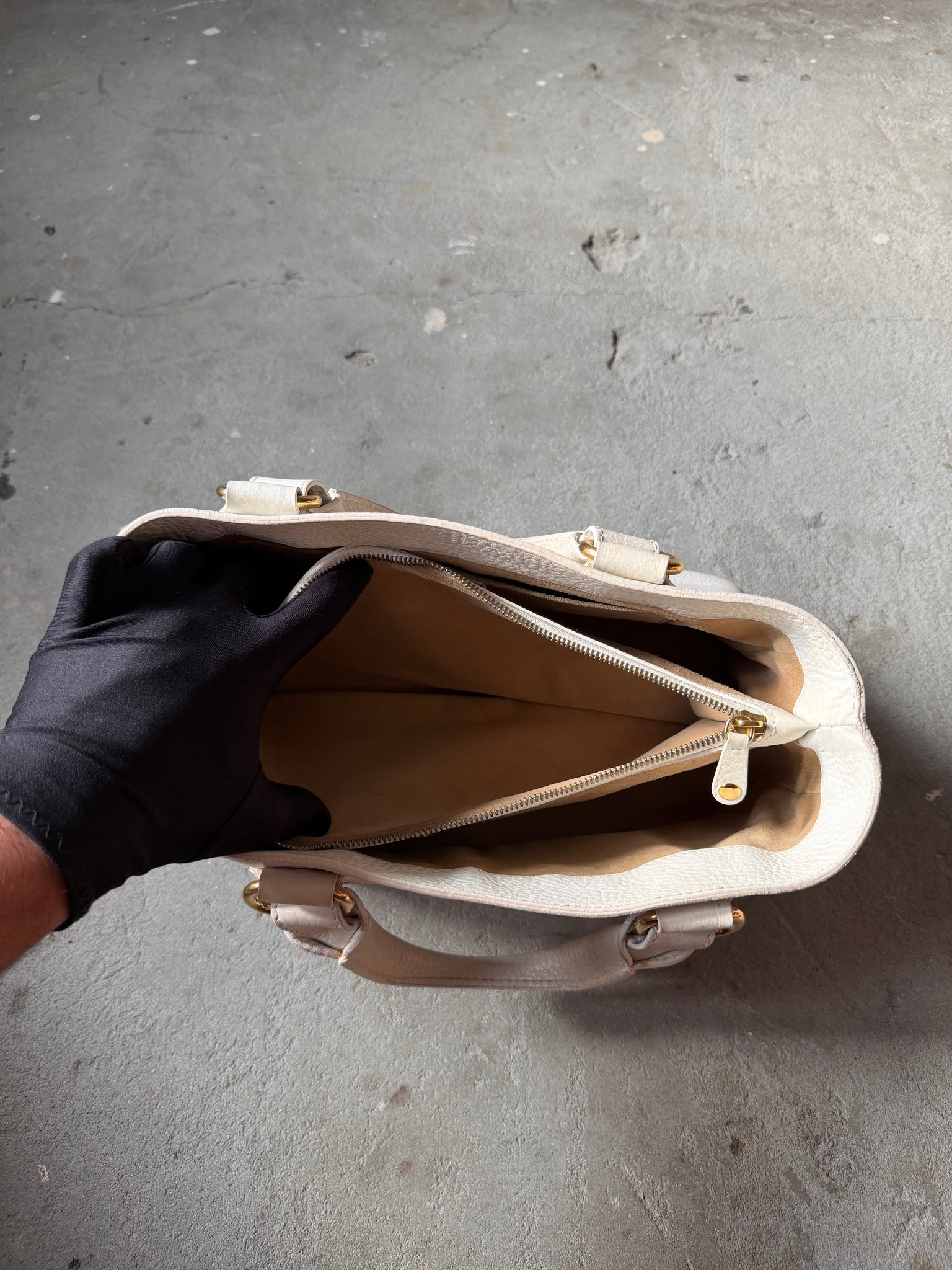 Celine Leather Boogie Shoulder Bag White