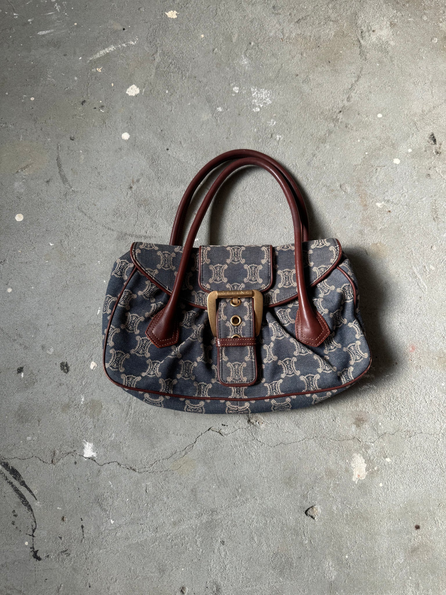 Celine Denim Triomphe Handbag 'Blue/Brown'