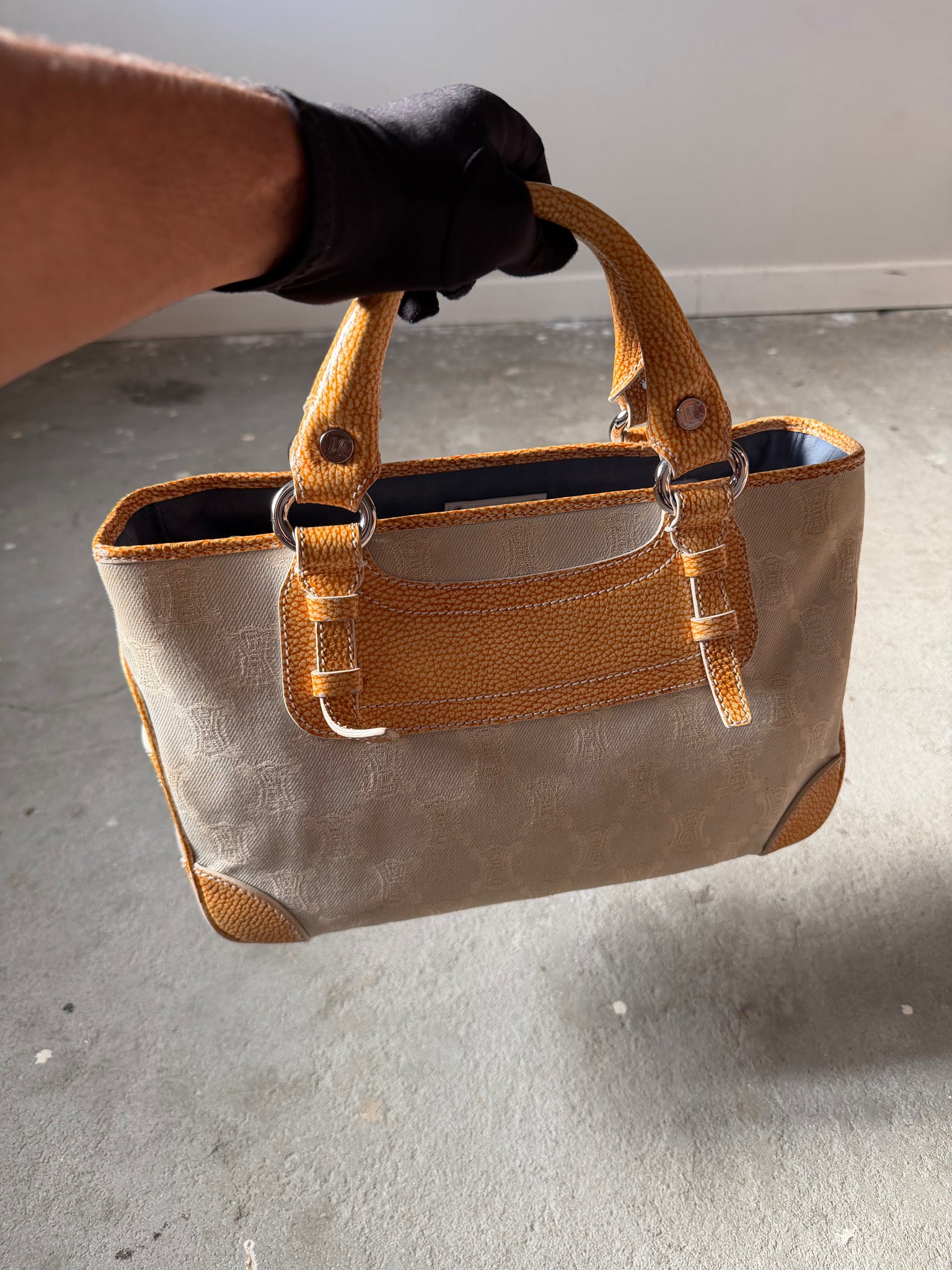 Celine Macadam Boogie Shoulder Bag Grey/Yellow