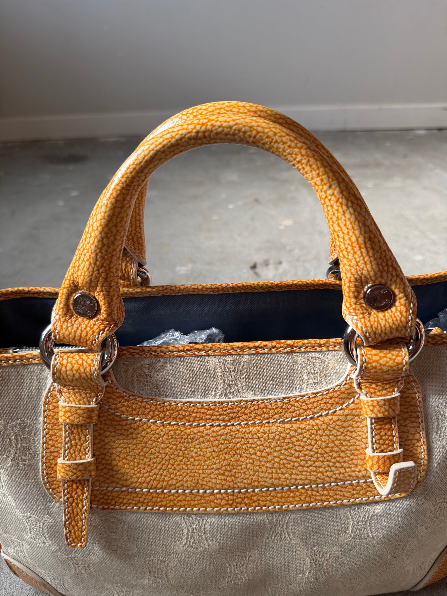 Celine Macadam Boogie Shoulder Bag Grey/Yellow