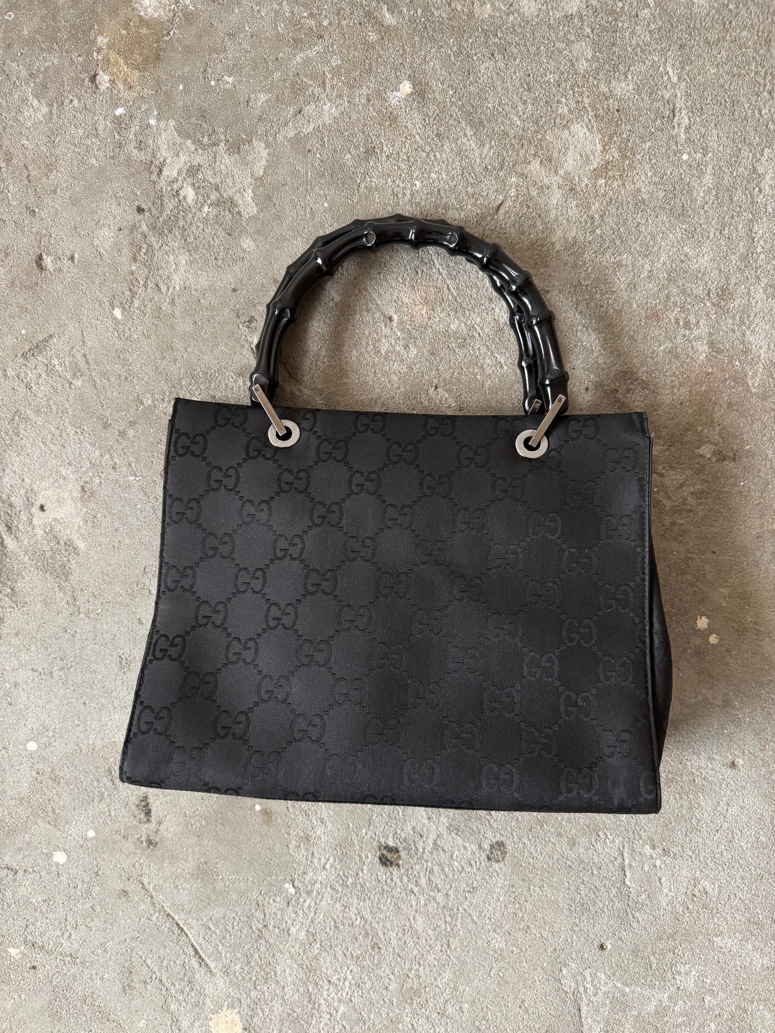 Gucci GG Monogram Bamboo Nylon Tote Bag Black