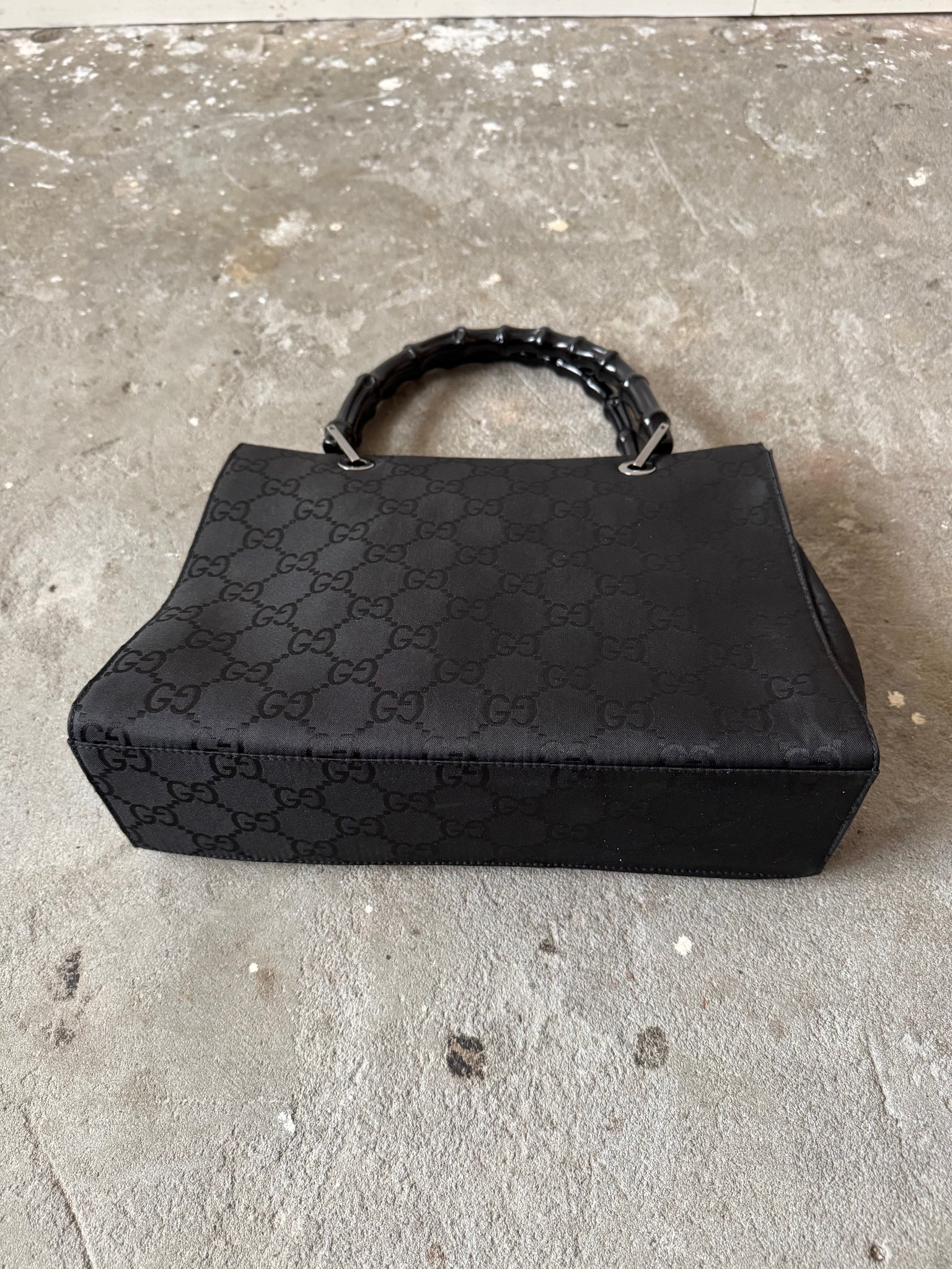 Gucci GG Monogram Bamboo Nylon Tote Bag Black