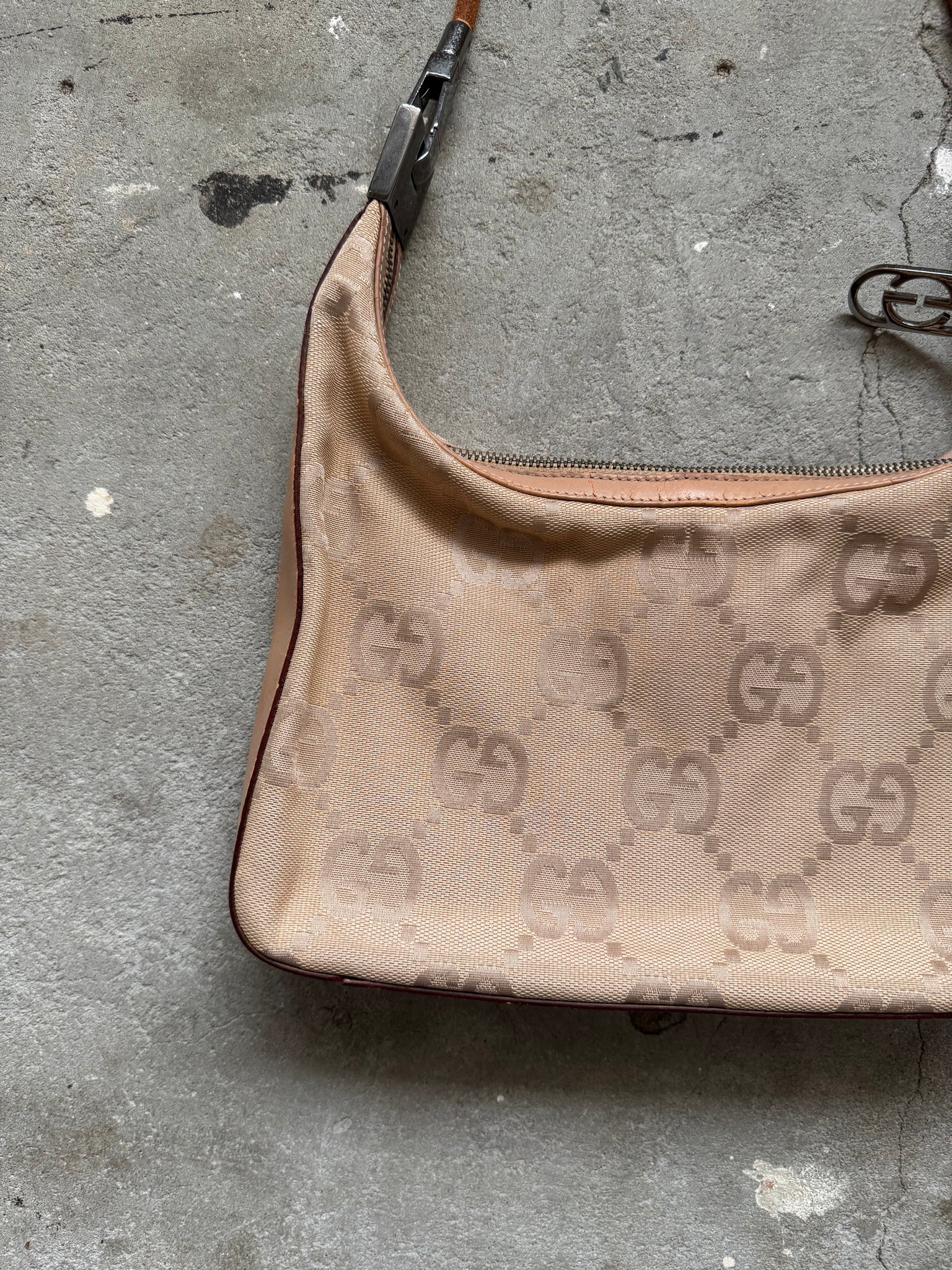 Gucci GG Monogram Shoulder Bag Beige