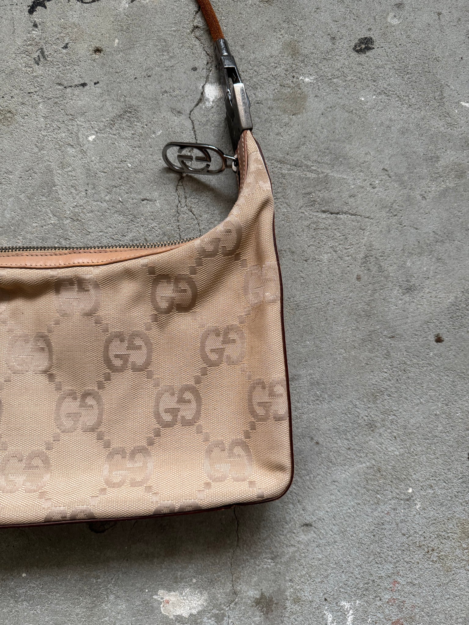 Gucci GG Monogram Shoulder Bag Beige