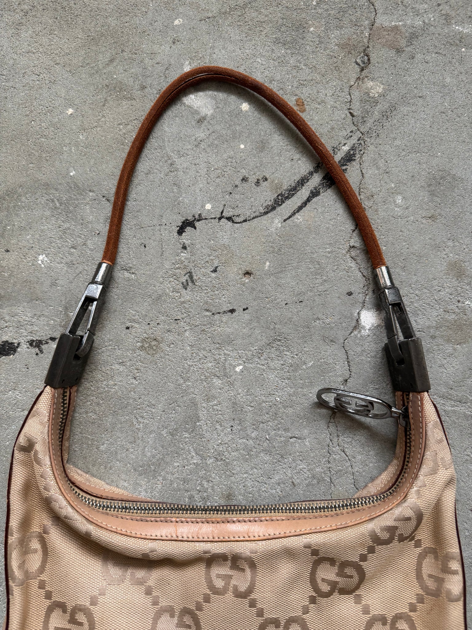 Gucci GG Monogram Shoulder Bag Beige