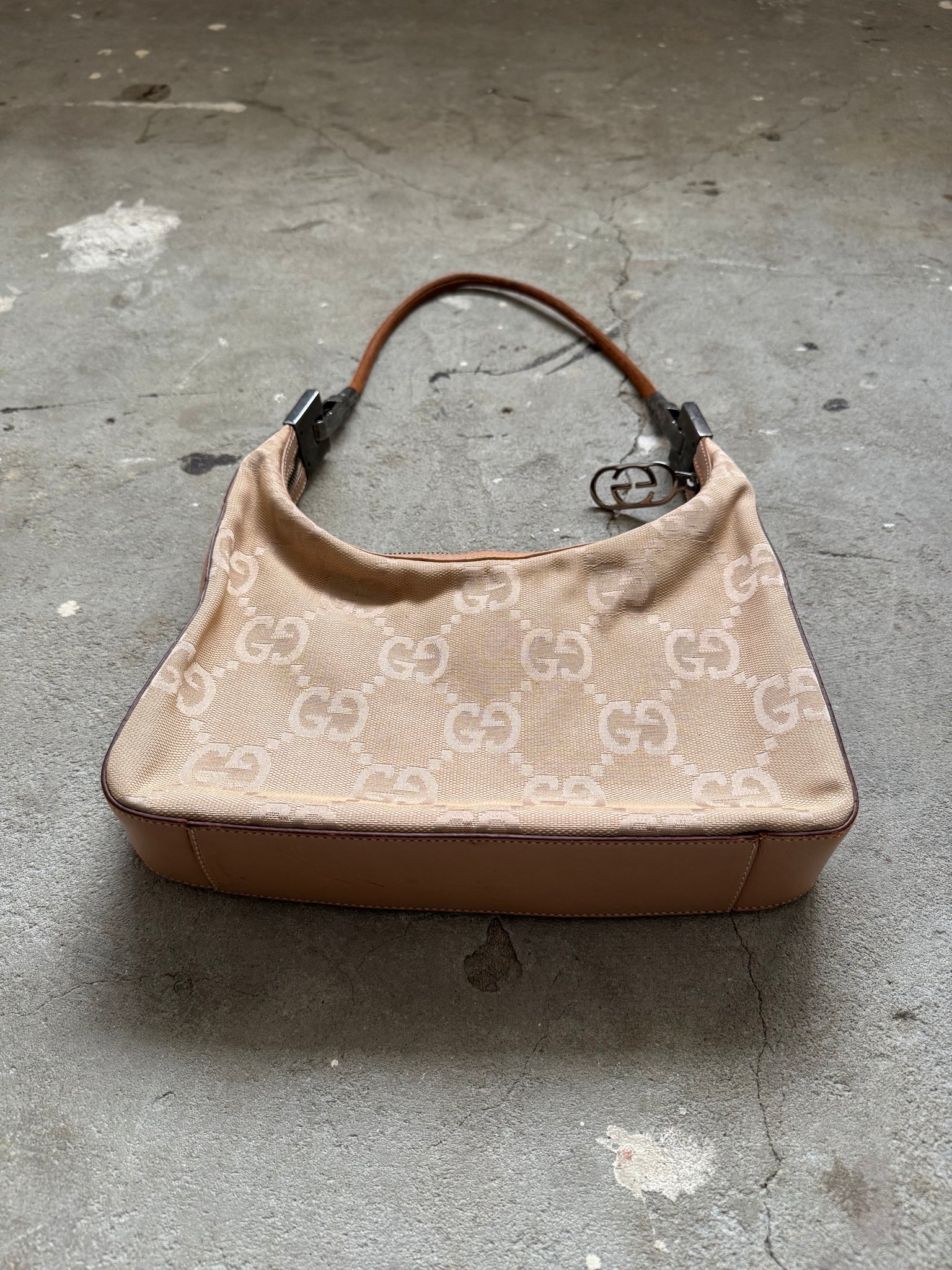 Gucci GG Monogram Shoulder Bag Beige