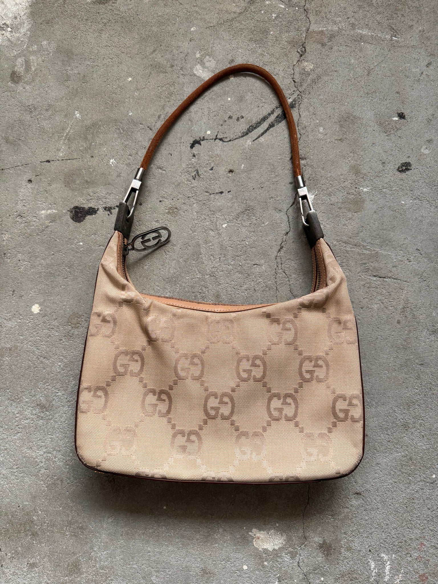 Gucci GG Monogram Shoulder Bag Beige