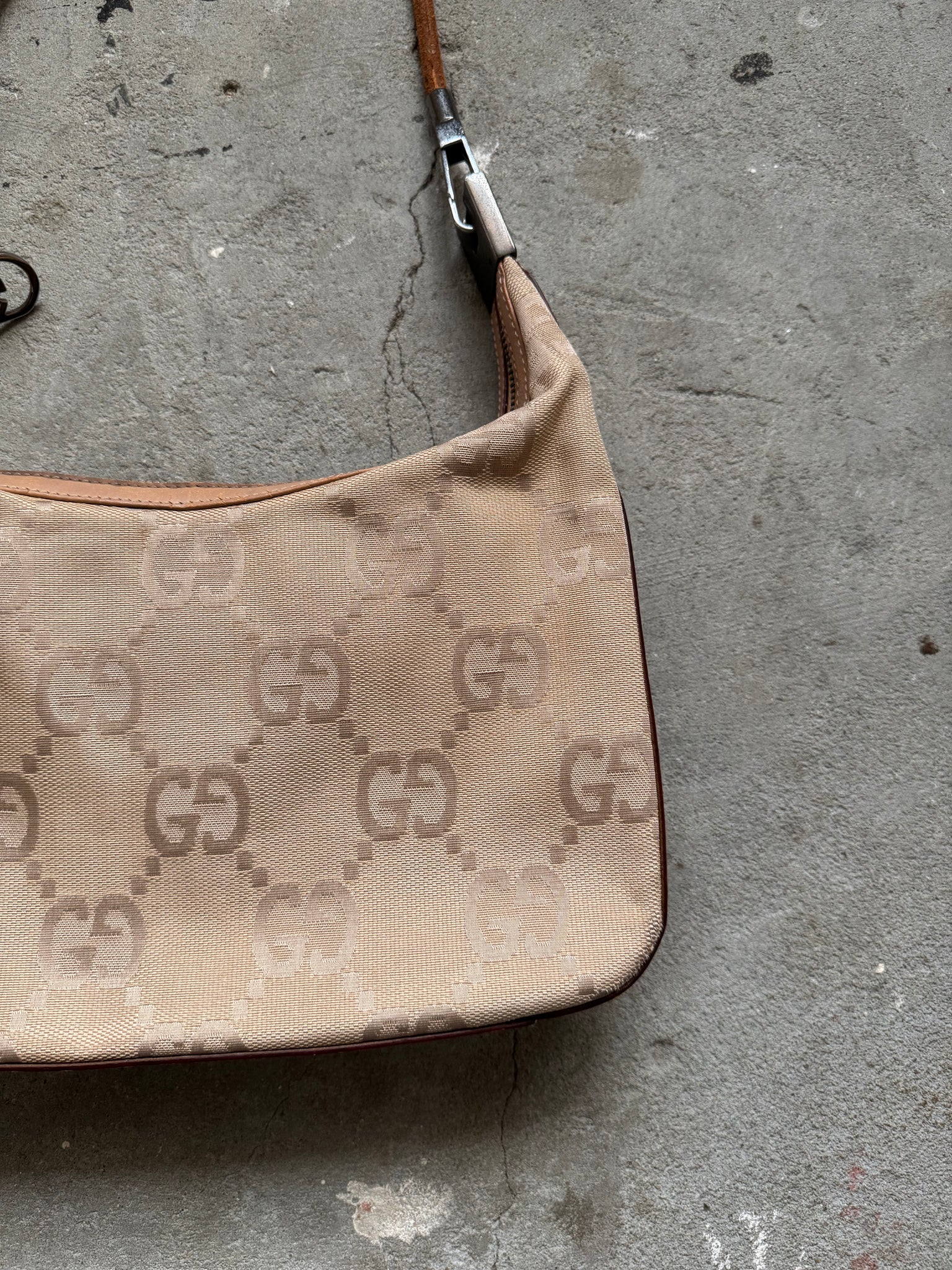 Gucci GG Monogram Shoulder Bag Beige