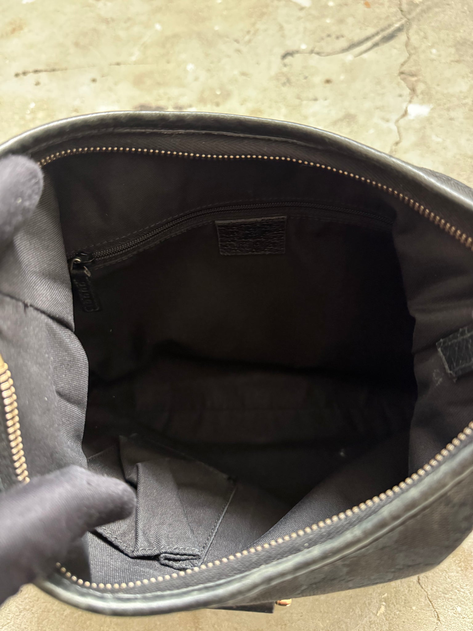 Gucci GG Monogram Jacquard Abbey Hobo Bag Black