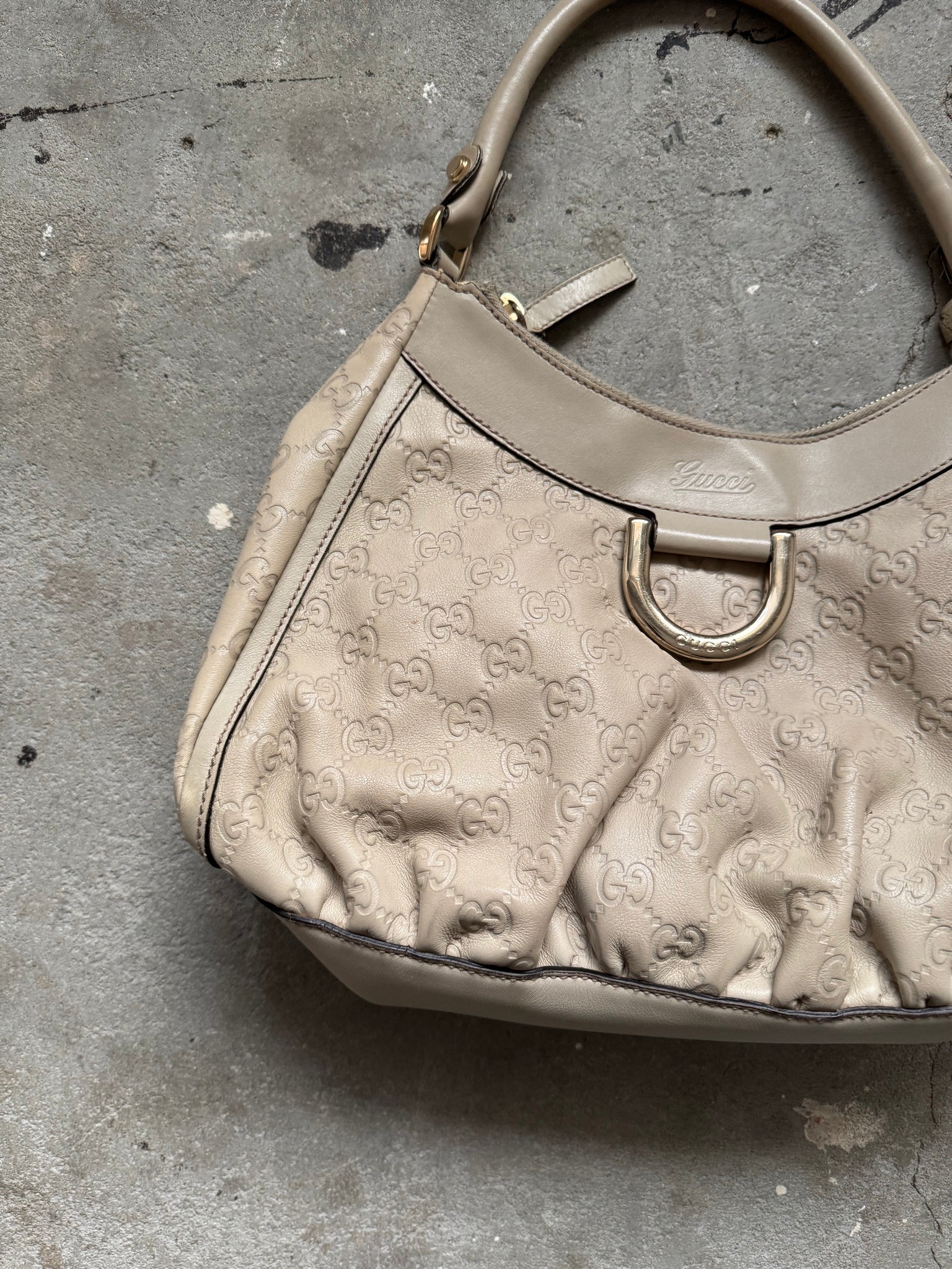 Gucci GG Monogram Abbey D-Ring Shoulder Bag Cream