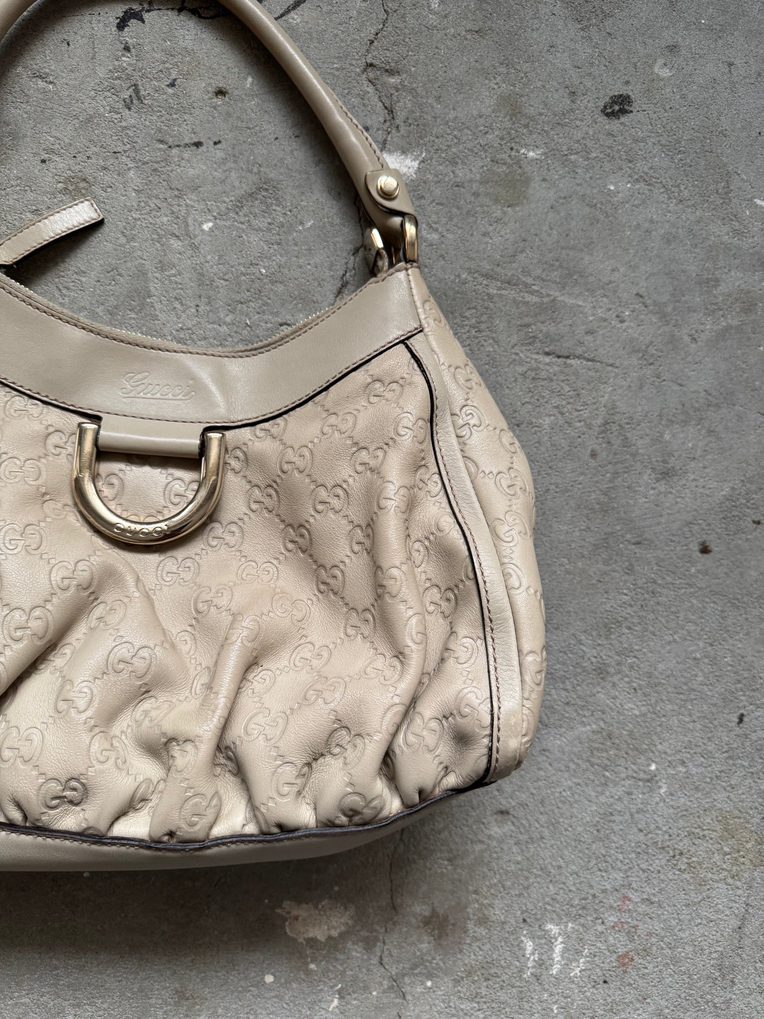 Gucci GG Monogram Abbey D-Ring Shoulder Bag Cream