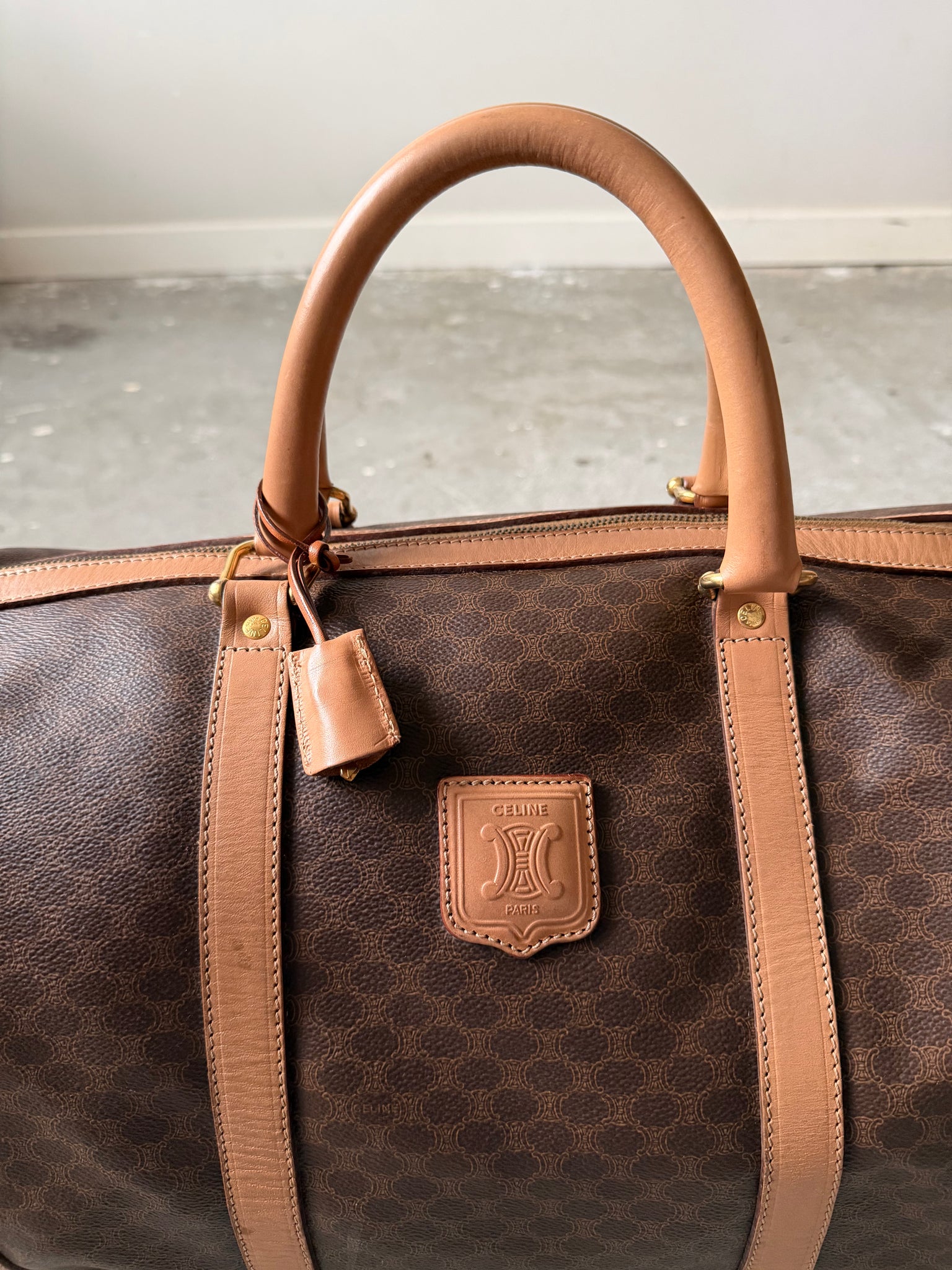 Celine Macadam Triomphe Duffle Bag Beige/Brown